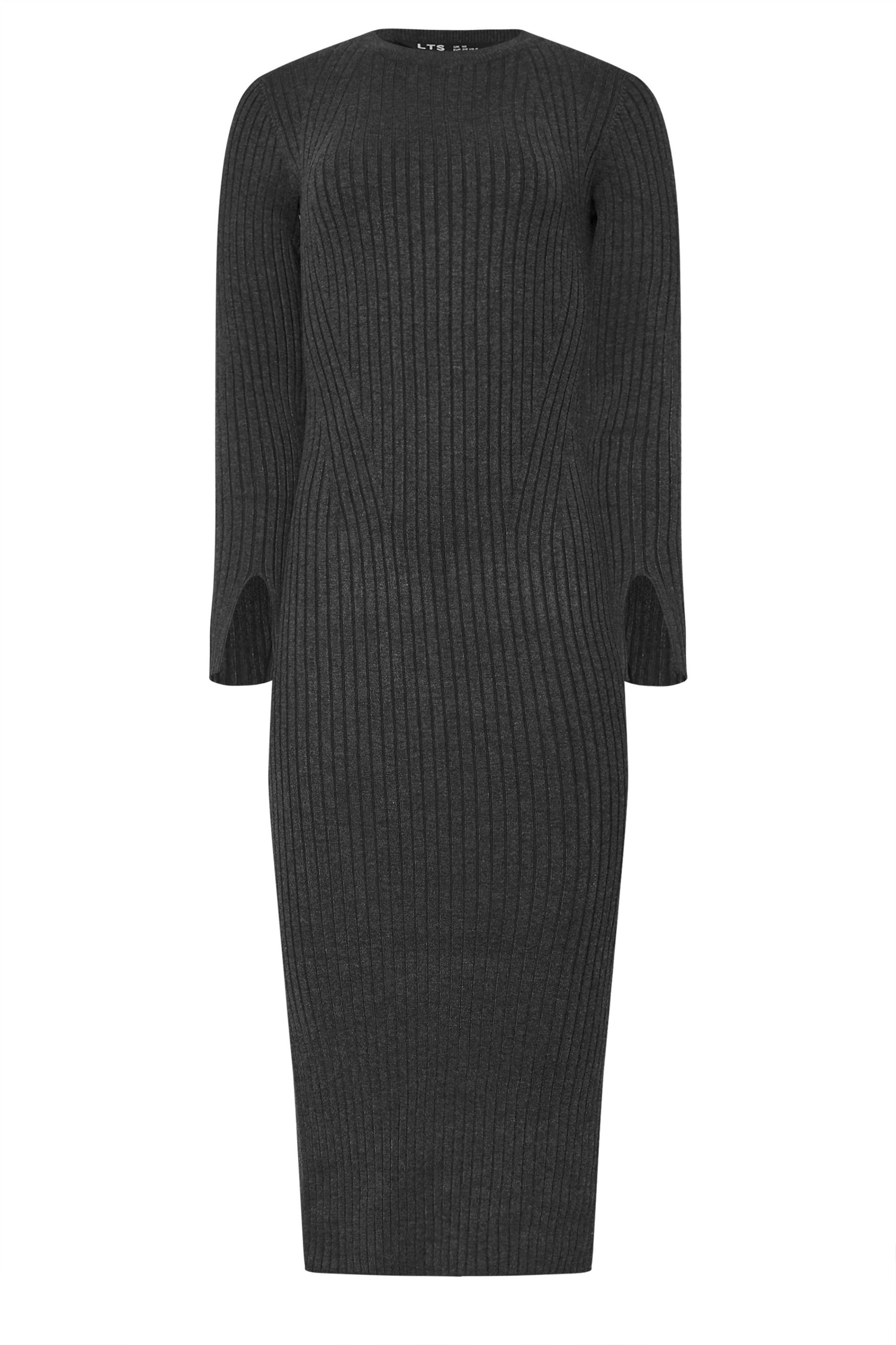 LTS PREMIUM Tall Charcoal Grey Ribbed Jumper Dress | Long Tall Sally 5