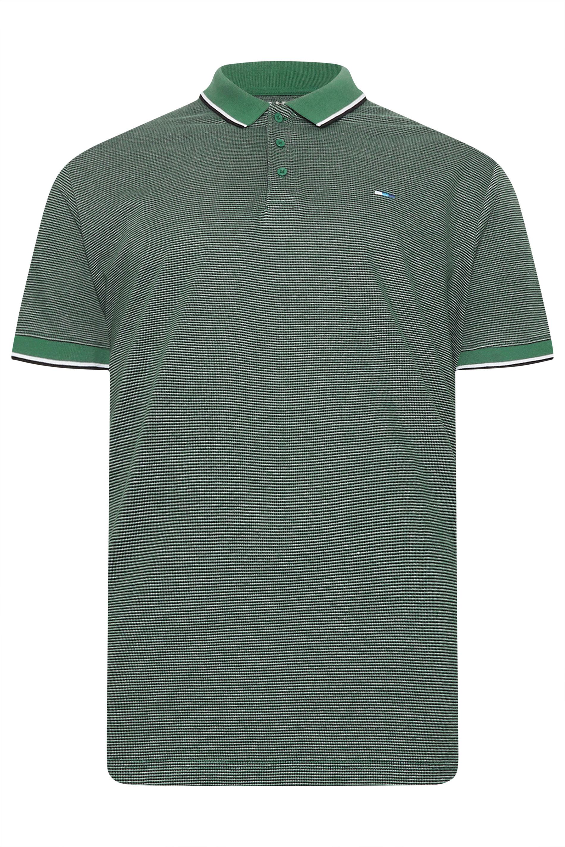 BadRhino Big & Tall Green Fine Stripe Tipped Polo Shirt | BadRhino 7