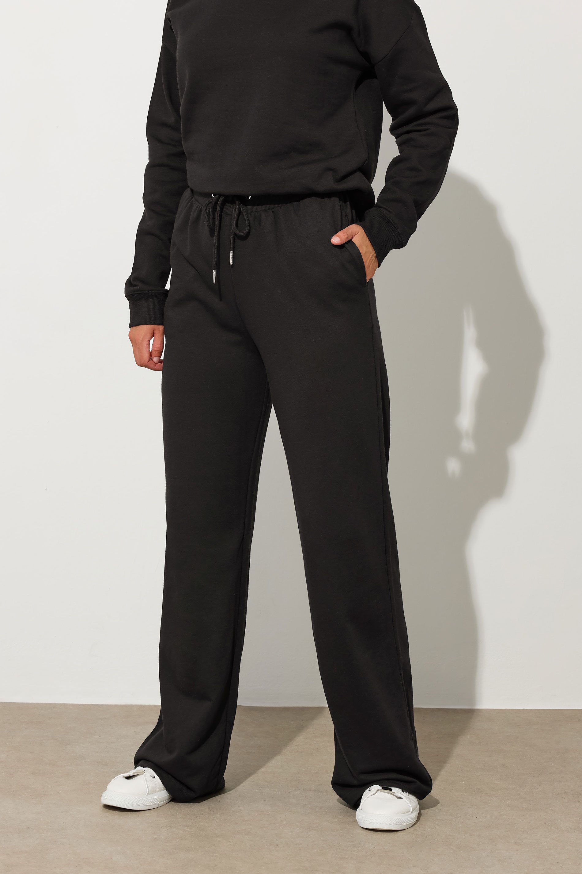 LTS Tall Black Wide Leg Joggers | Long Tall Sally 2