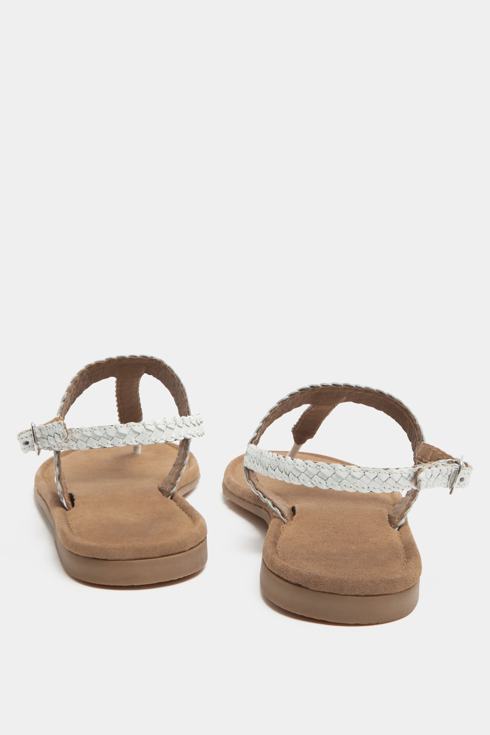 White Woven Toe Post Sandals In Extra EEE Wide Fit | Yours Clothing 3