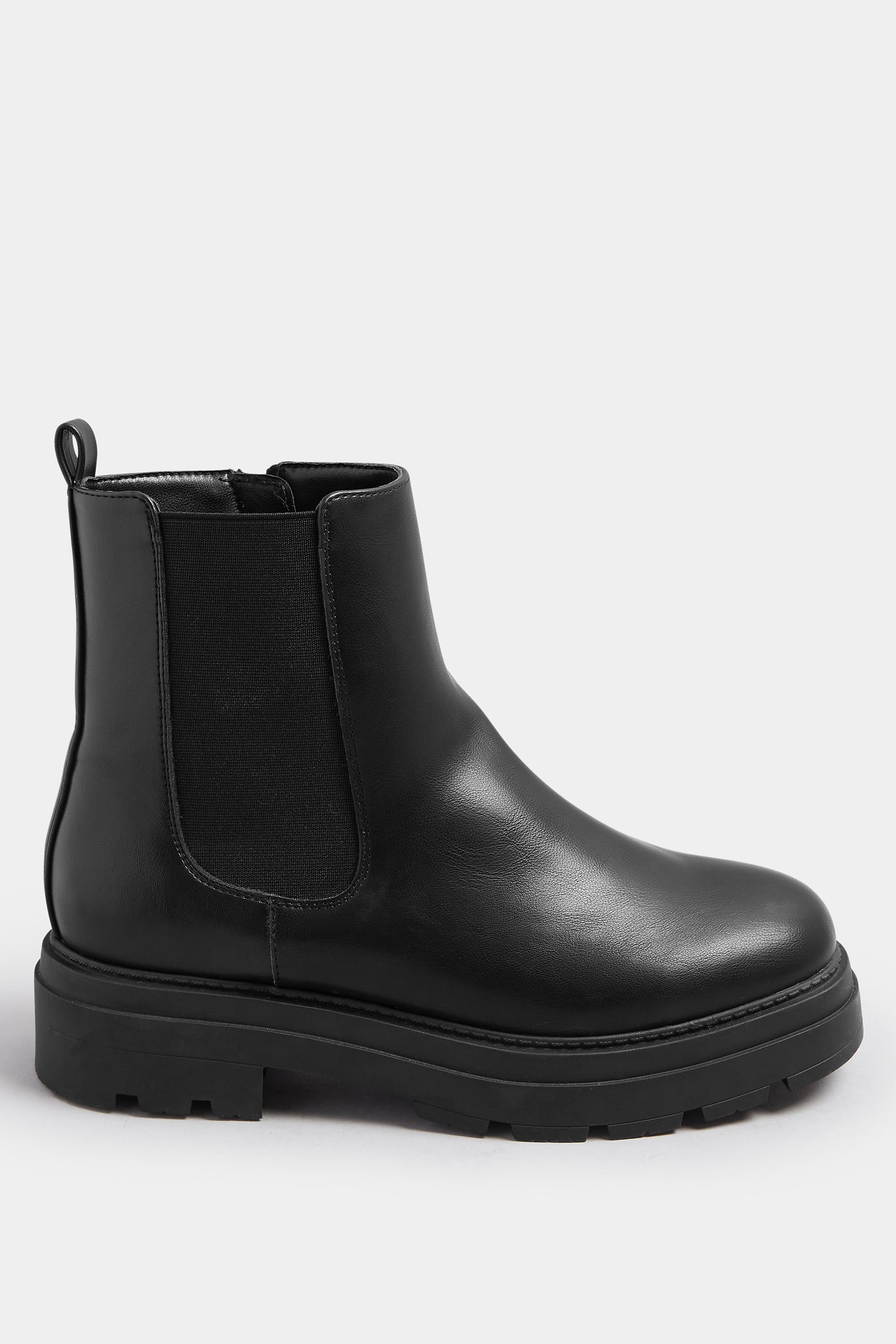 Black Faux Leather Chunky Chelsea Boots In Wide E Fit & Extra Wide EEE Fit | Yours Clothing 3