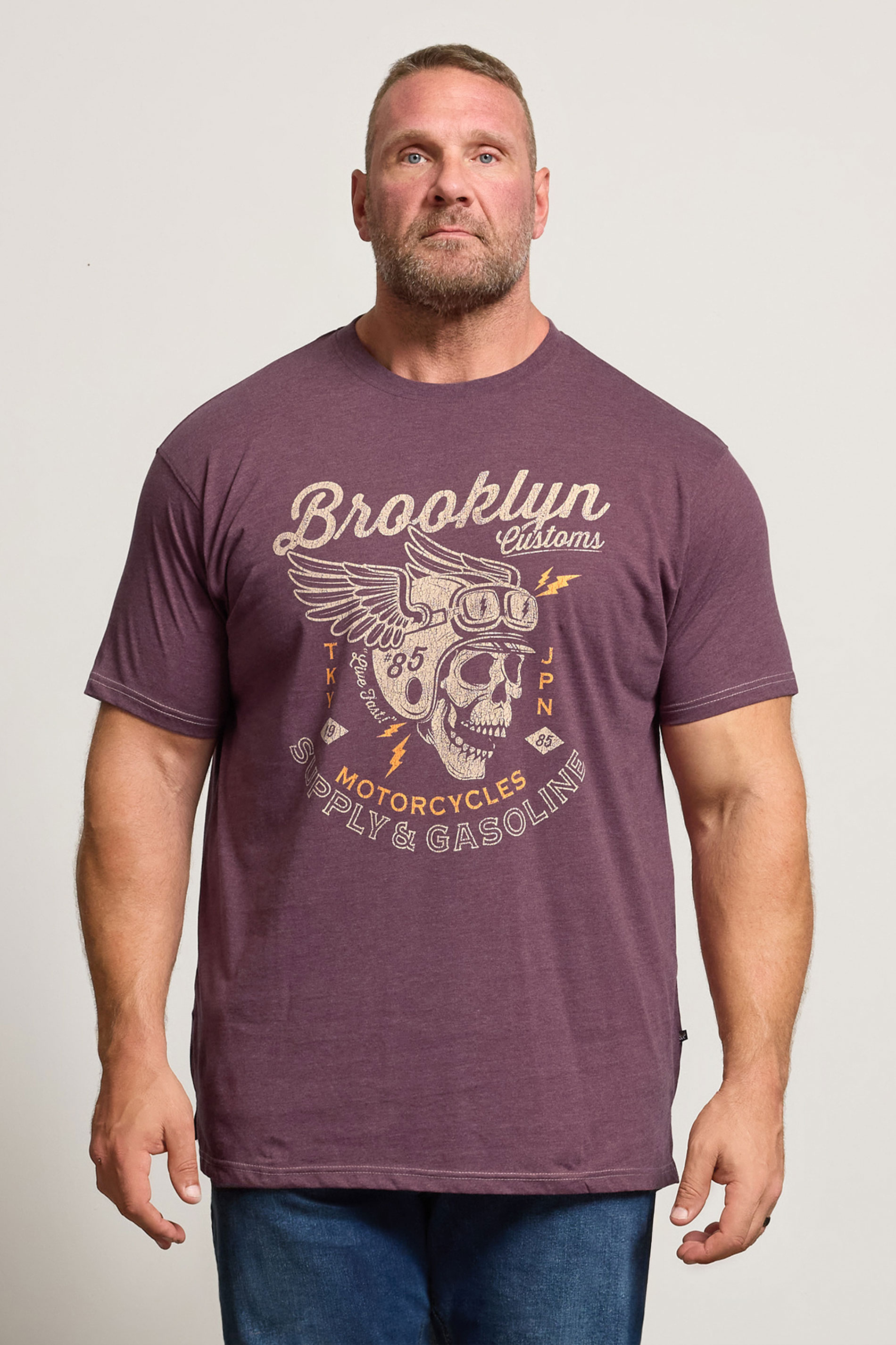 KAM Big & Tall Fig Purple Brooklyn Motorbike Graphic Print T-Shirt | BadRhino 3