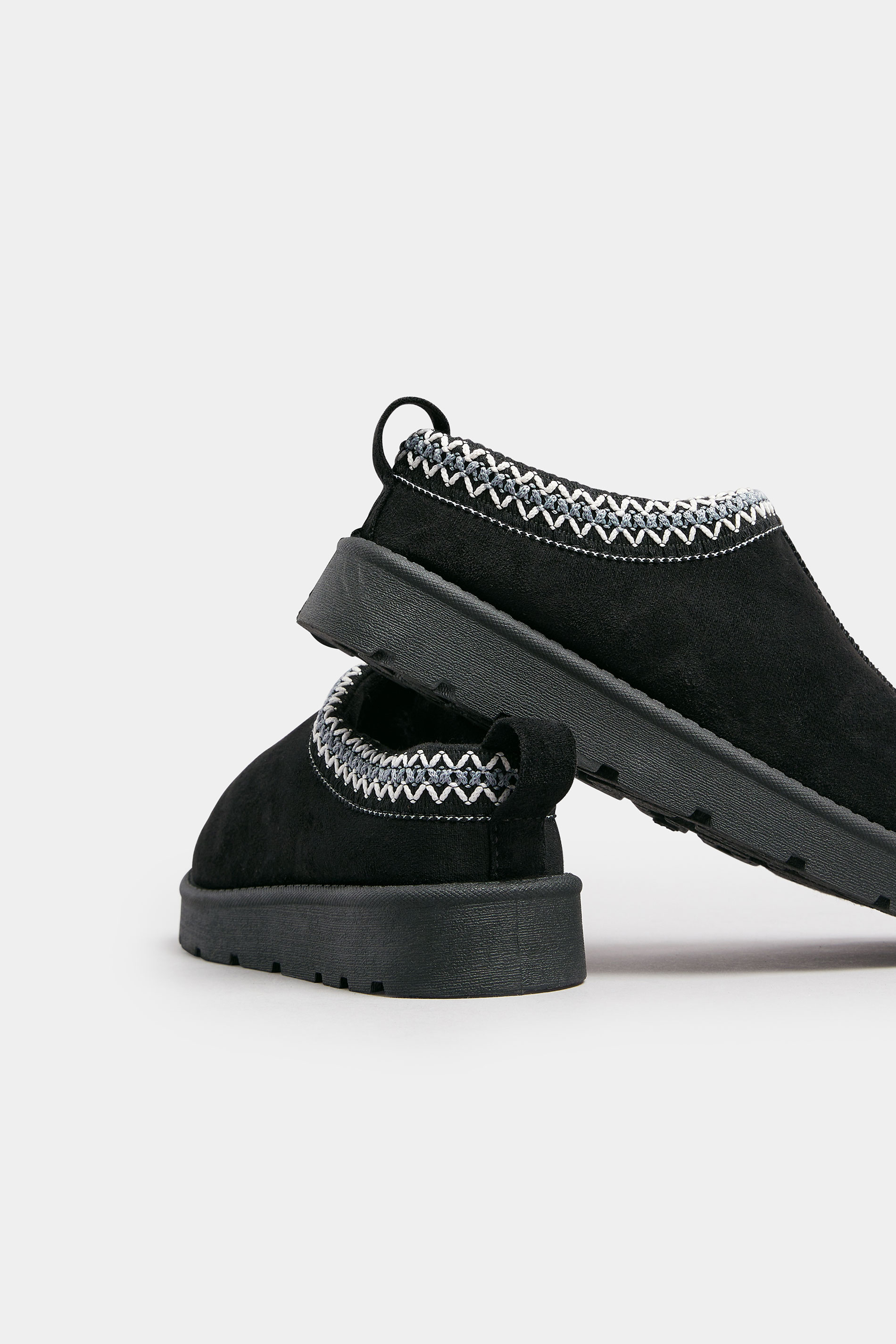 Black & Blue Faux Suede Embroidered Mules In Standard Fit | Yours Clothing 5