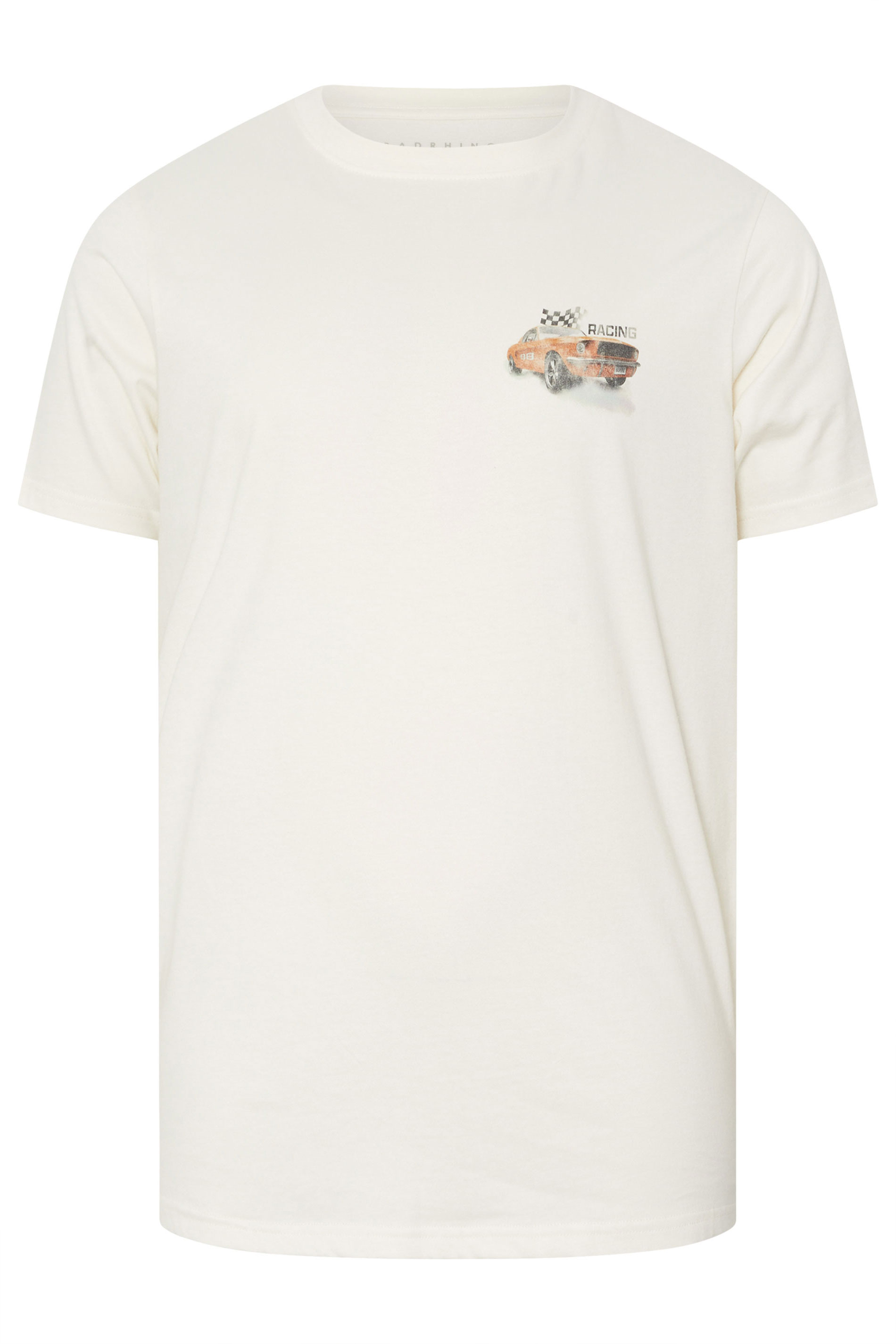 BadRhino Big & Tall Off White Racing Car Graphic T-Shirt | BadRhino 6