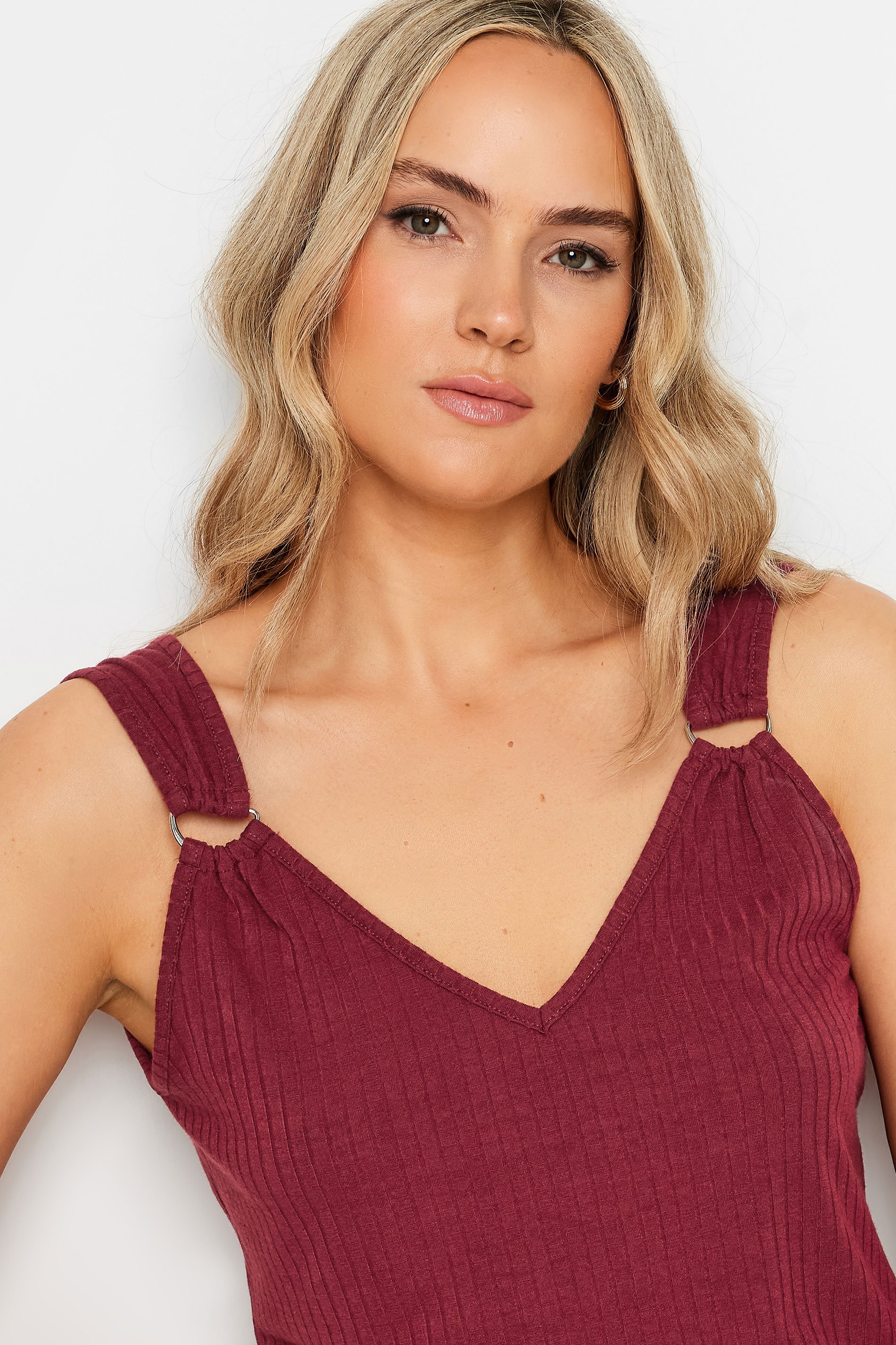 LTS Tall Burgundy Red Ribbed Vest Top | Long Tall Sally 4