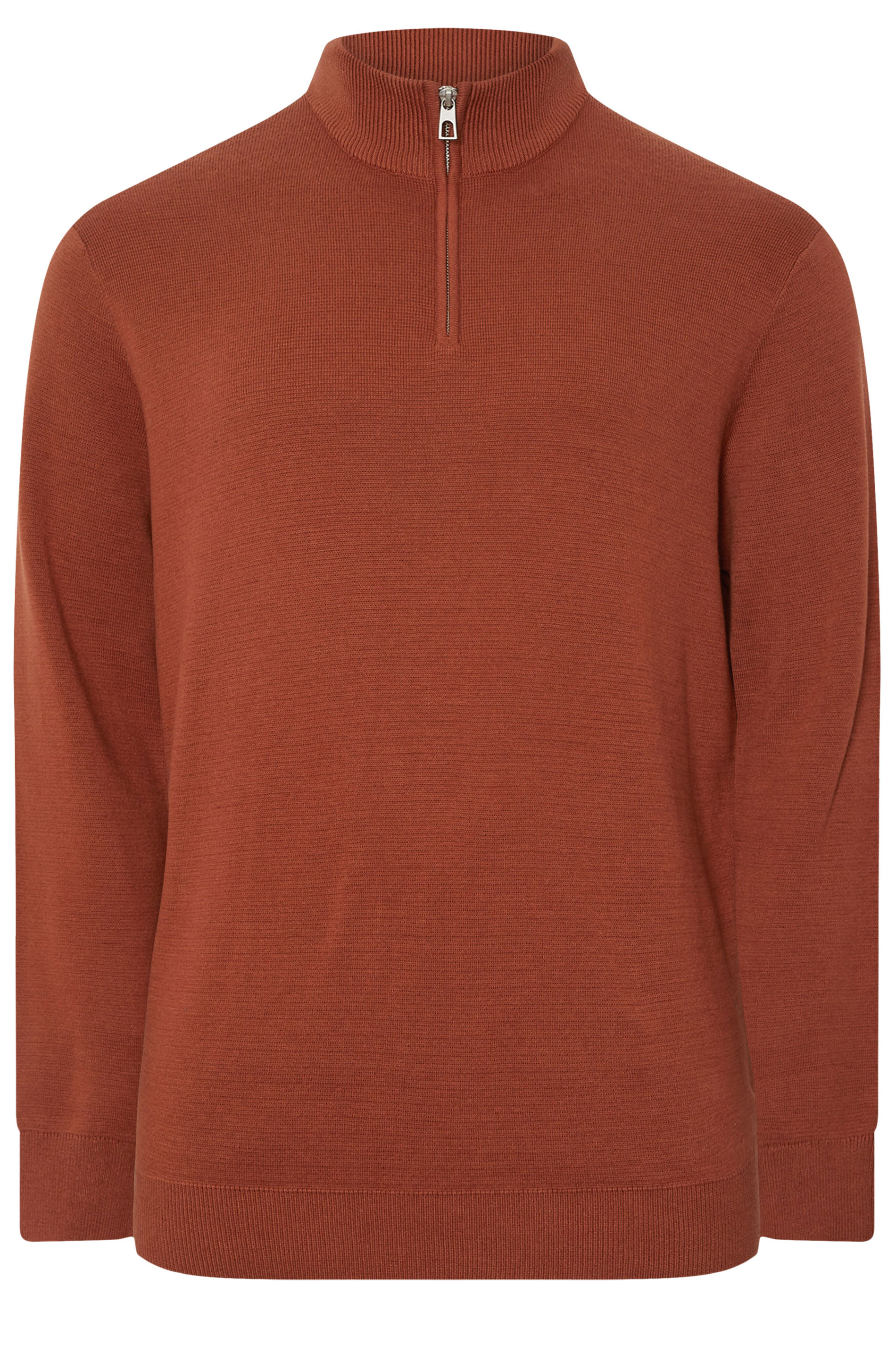 BadRhino Big & Tall Burnt Red Milano Quarter Zip Jumper | BadRhino 6