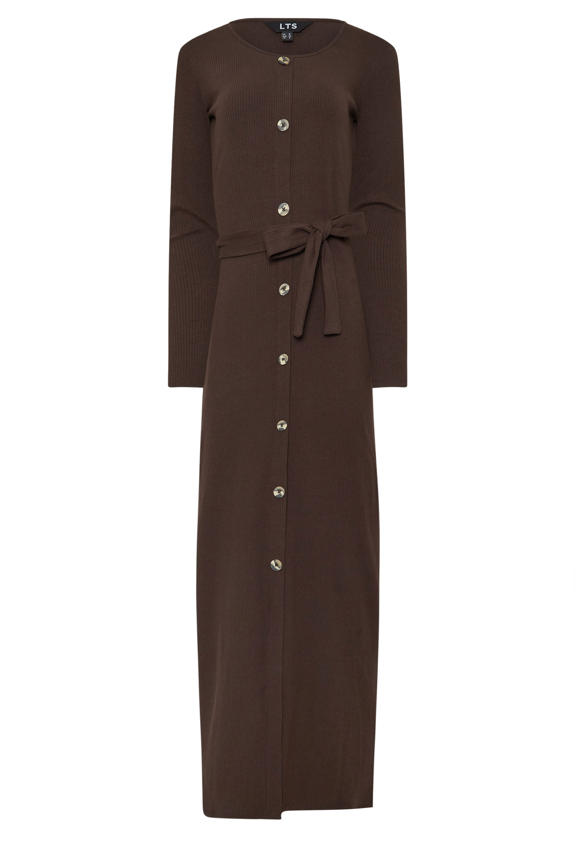 LTS Tall Chocolate Brown Ribbed Button Maxi Dress | Long Tall Sally 5