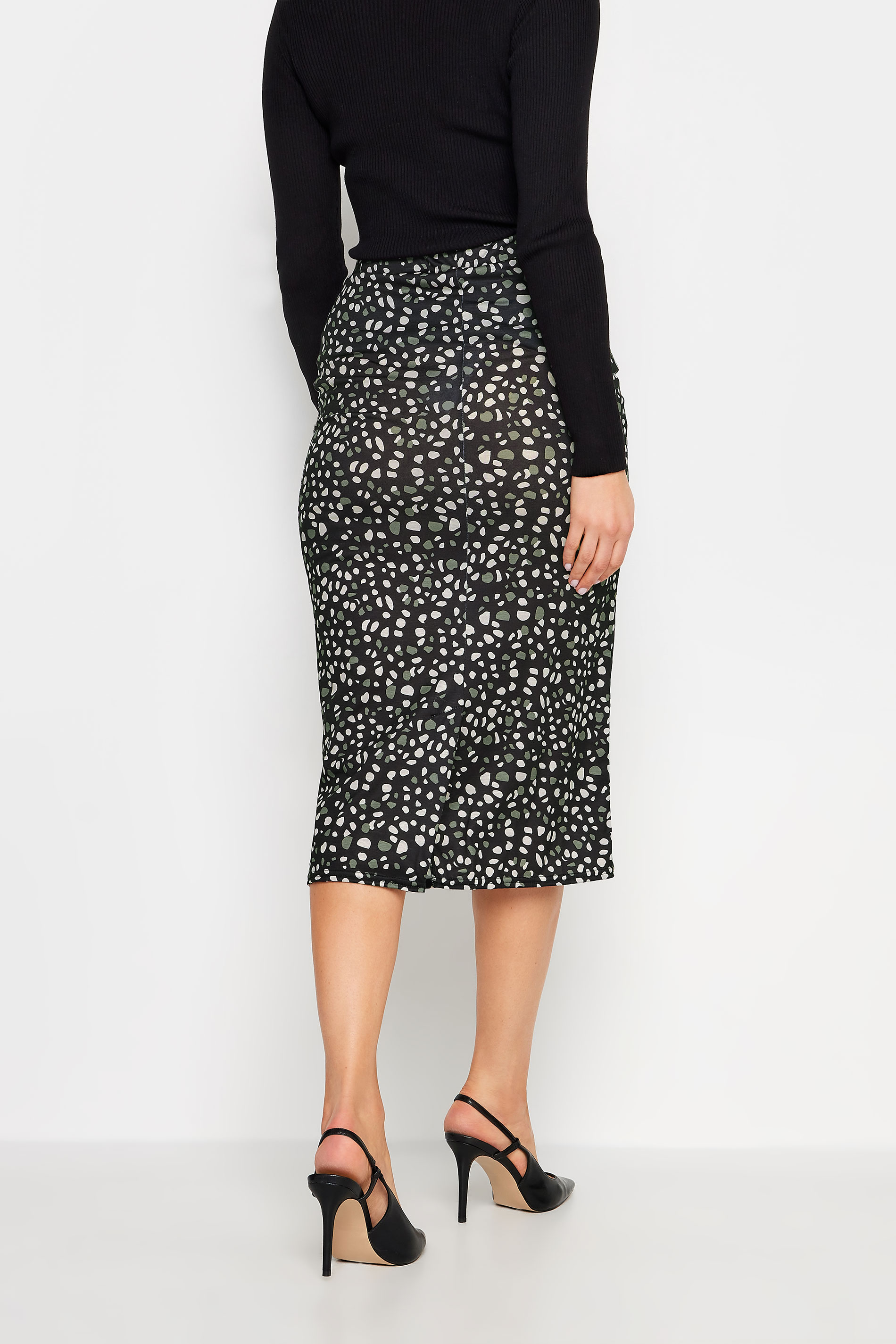 LTS Tall Womens Black Abstract Spot Print Midi Skirt | Long Tall Sally 4