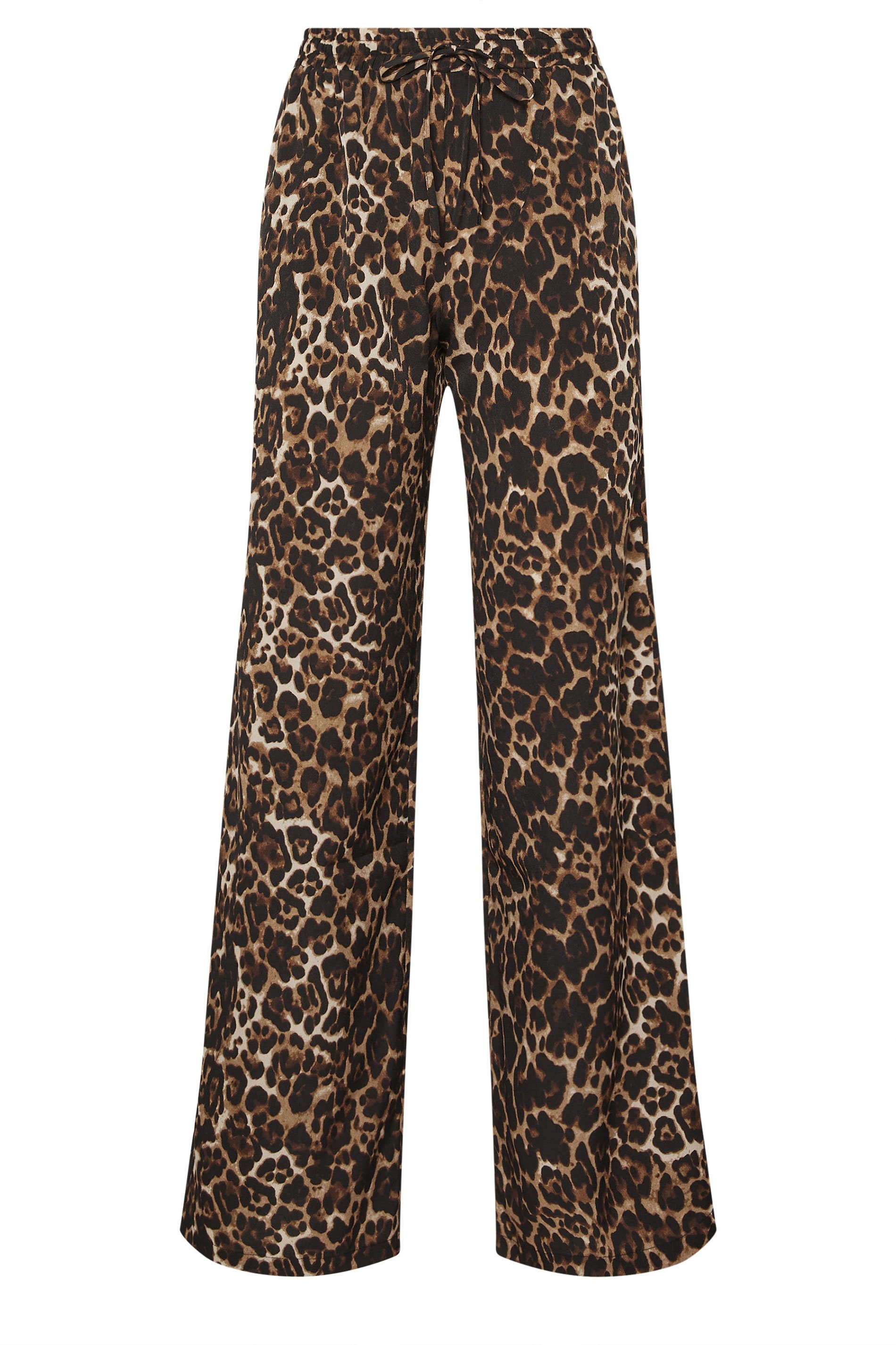 LTS Tall Women's Brown & Black Leopard Print Wide Leg Trousers | Long Tall Sally 5