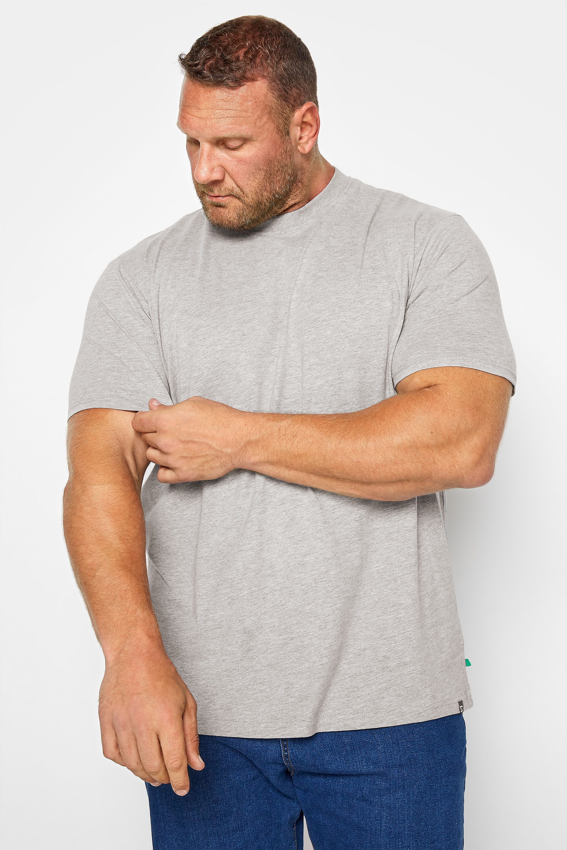 D555 Grey Marl Duke Basic T-Shirt | BadRhino 1