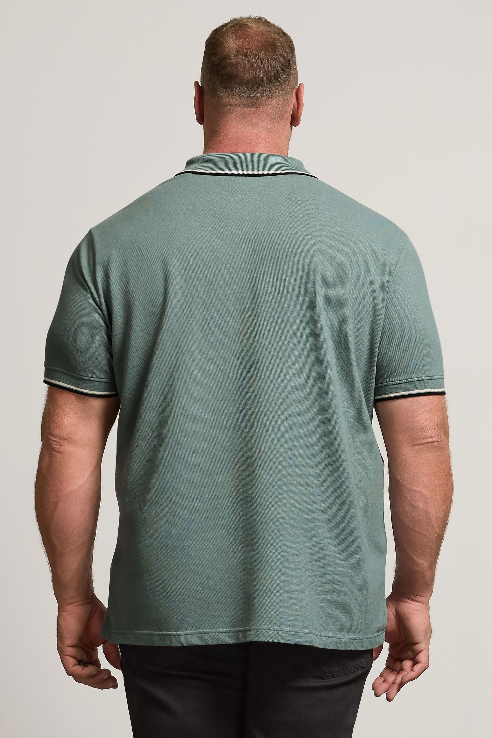 BadRhino Big & Tall Green & Blue Tipped Polo Shirt | BadRhino 4