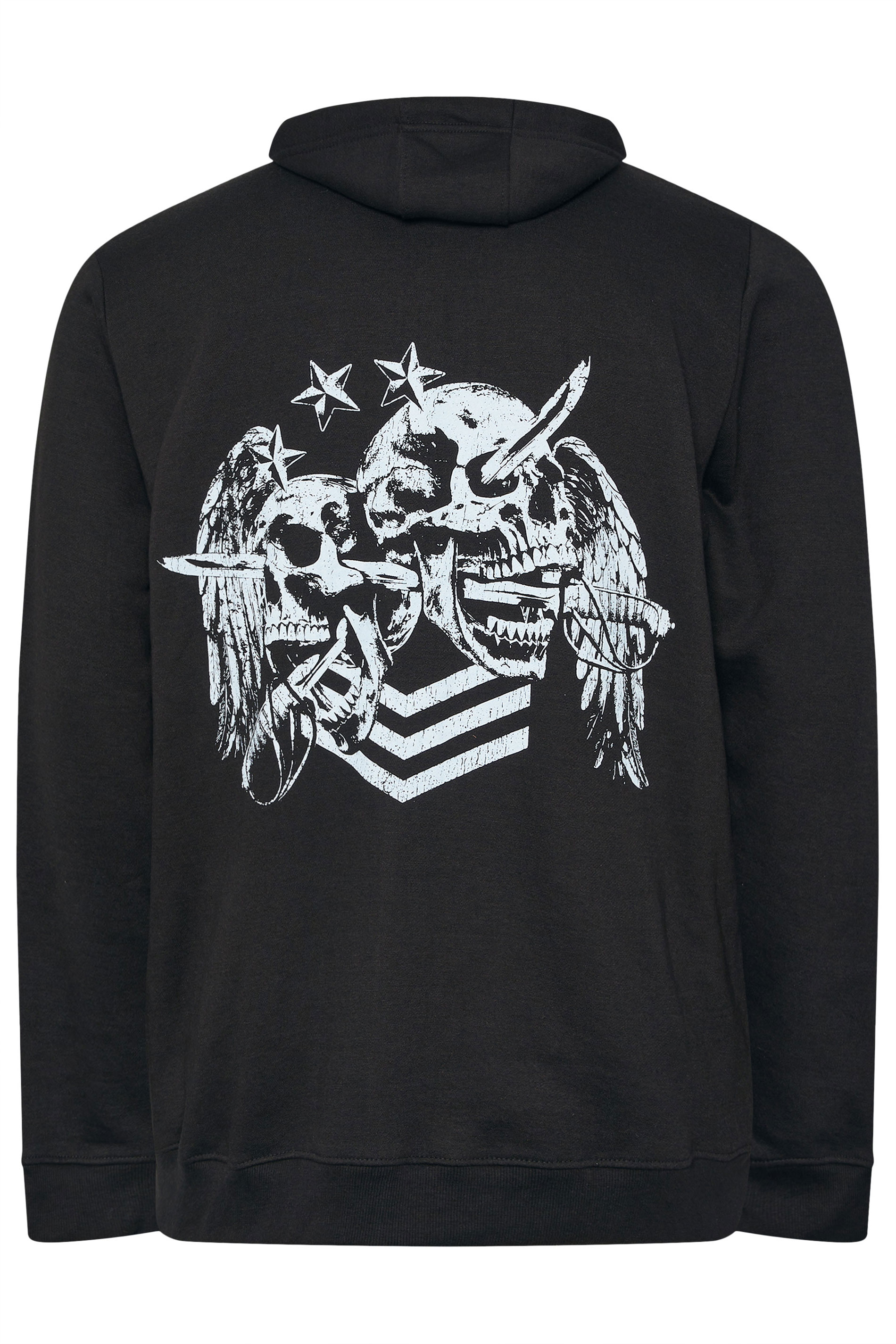 BadRhino Big & Tall Black Skull Military Zip Through Hoodie | BadRhino 6