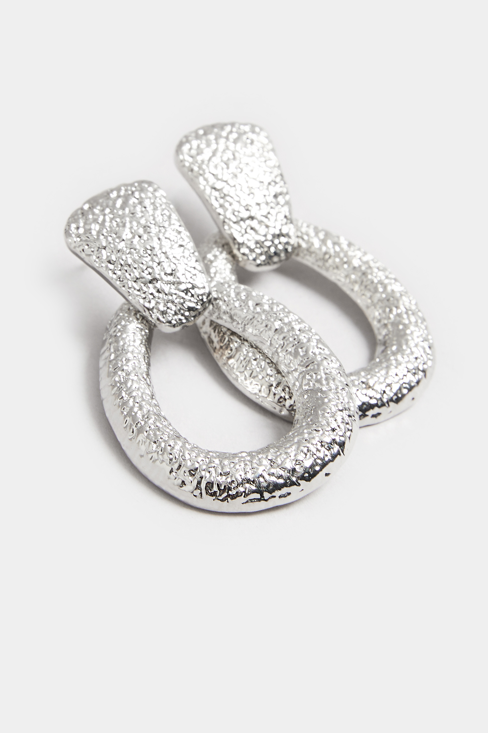 Silver Tone Textured Loop Earrings 3