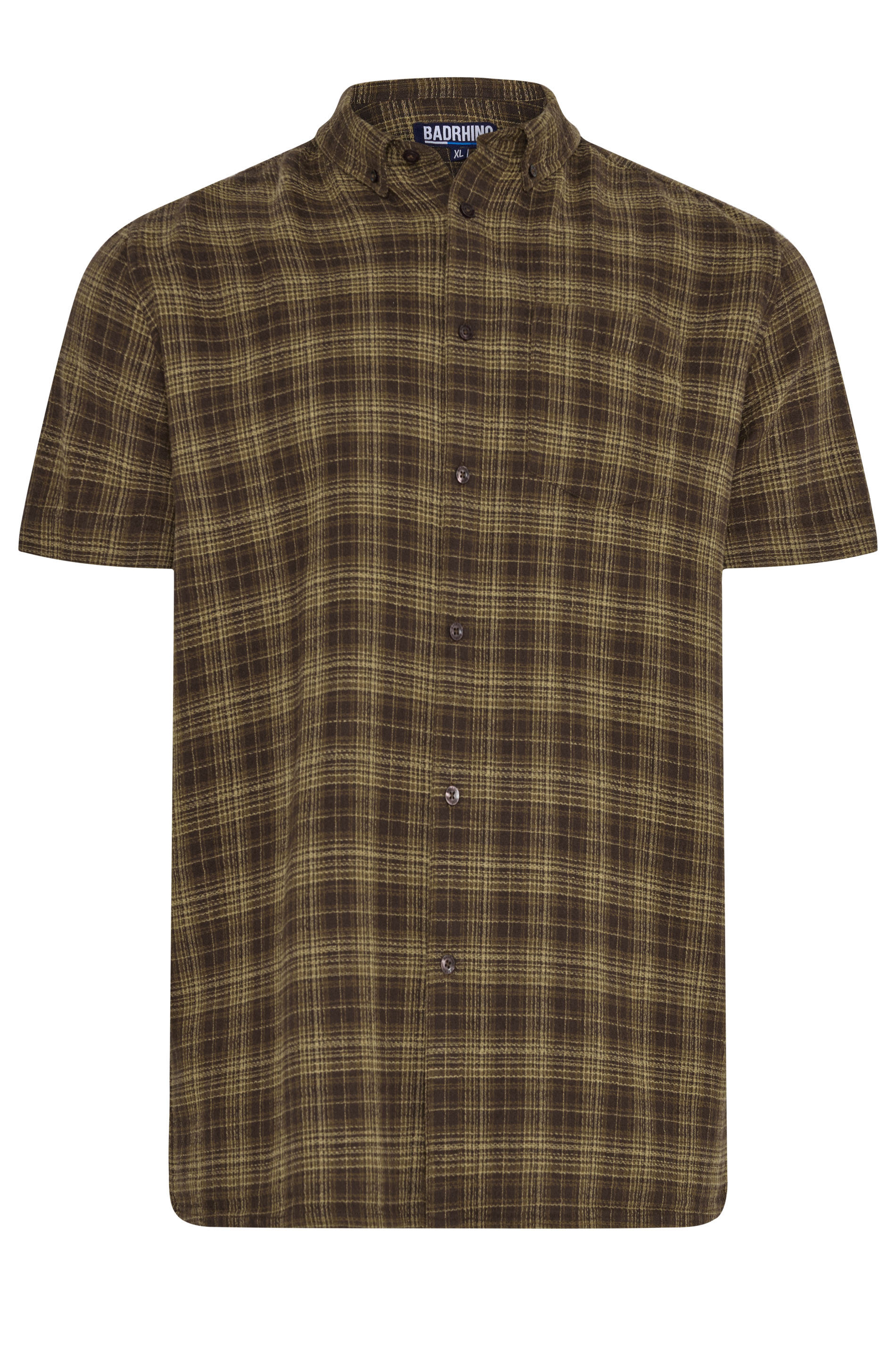 BadRhino Big & Tall Brown Check Stripe Short Sleeve Shirt | BadRhino 5