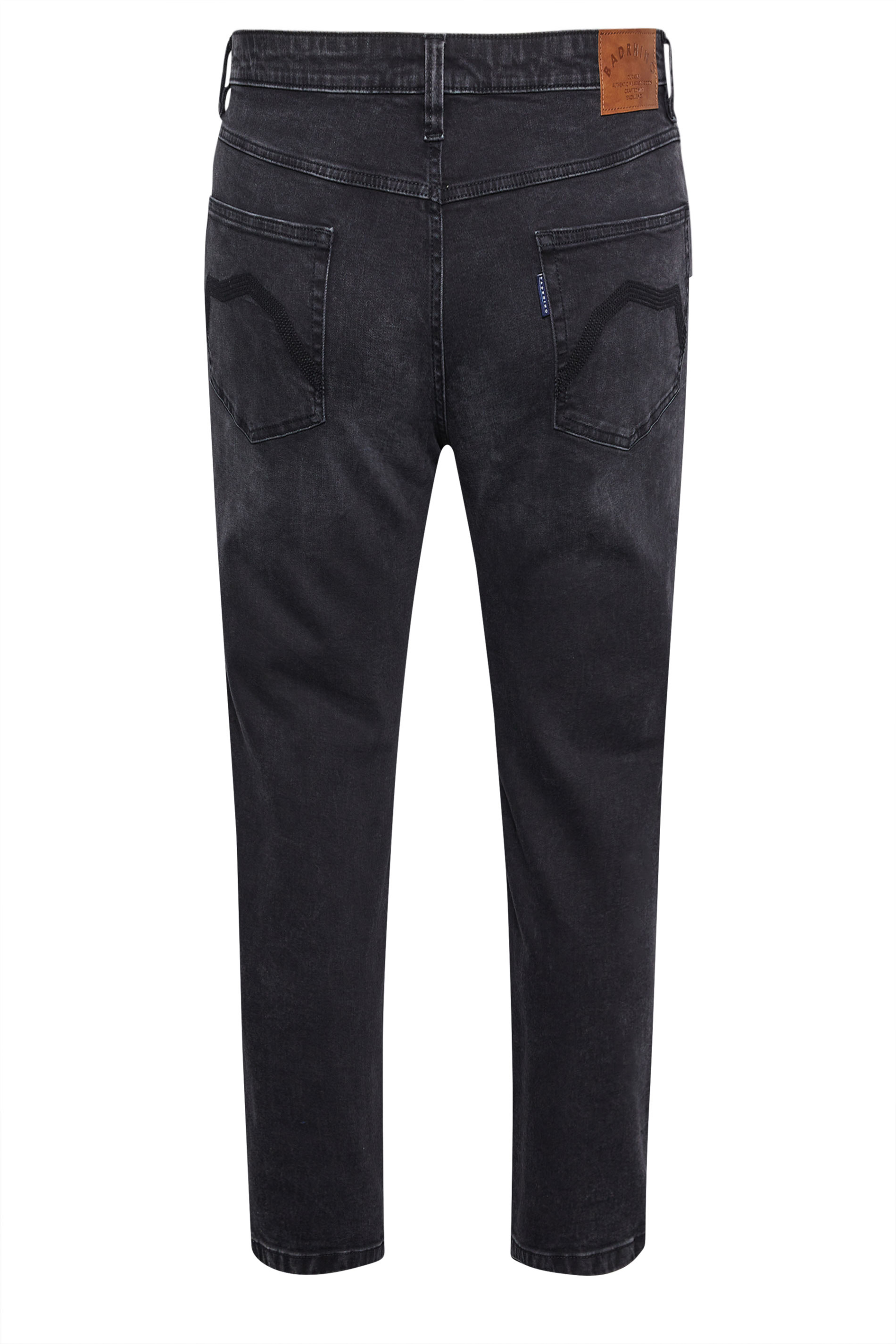 BadRhino Big & Tall Black Washed Straight Leg Stretch Jeans | BadRhino 6