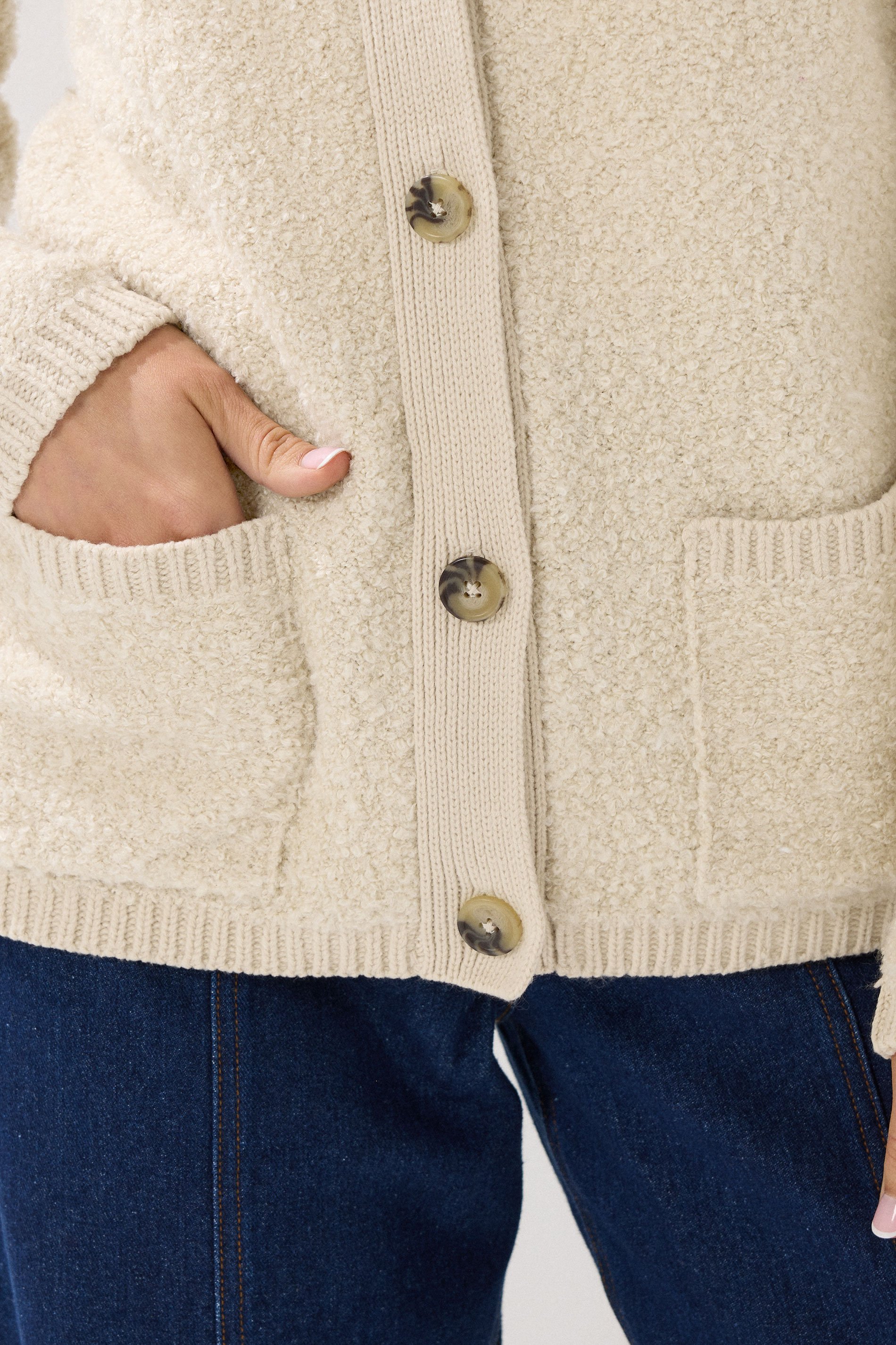 LTS Tall Ivory White Boucle Knitted Cardigan | Long Tall Sally 5