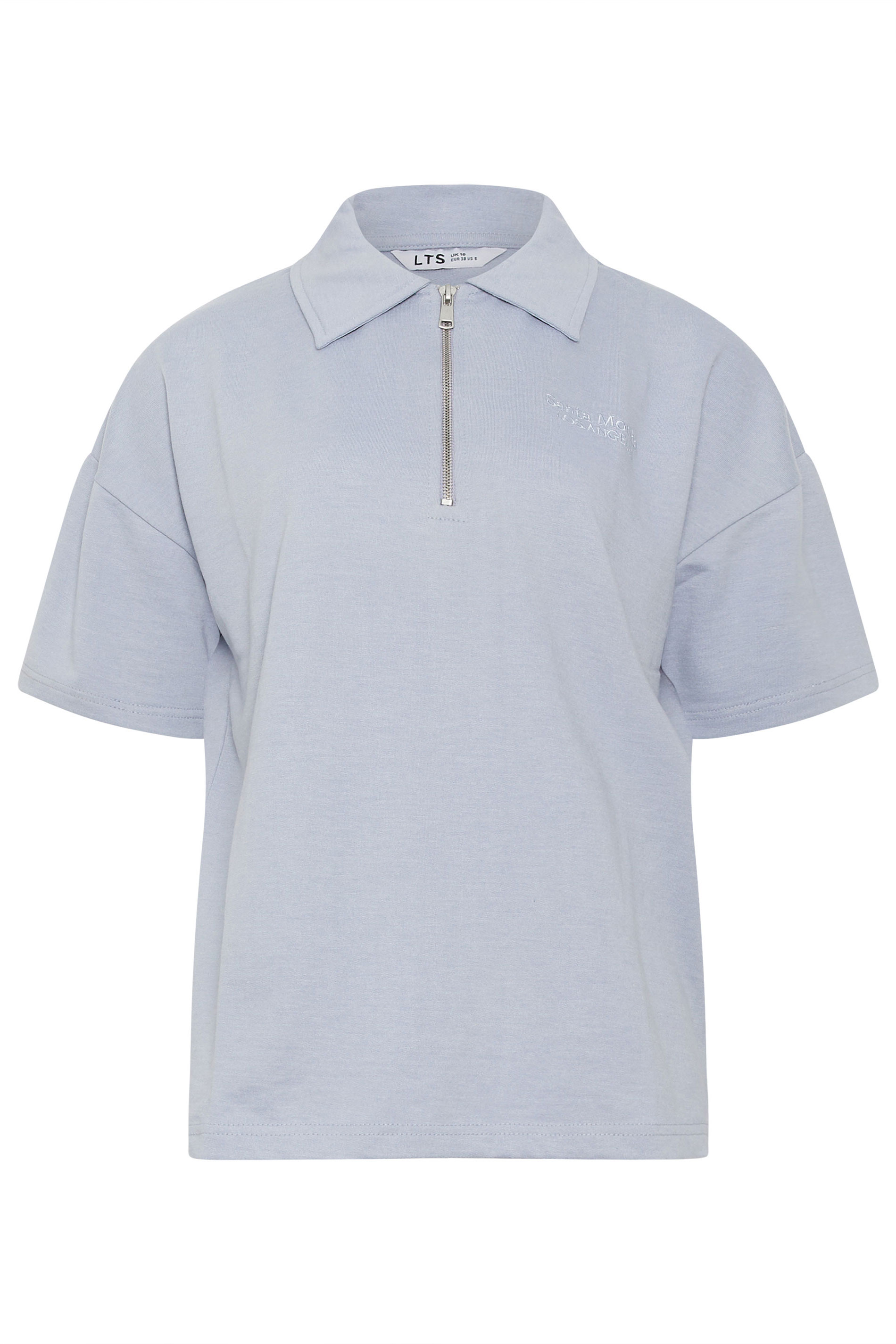 LTS Tall Women's Blue Quarter Zip Short Sleeve Cotton Sweatshirt | Long Tall Sally 5