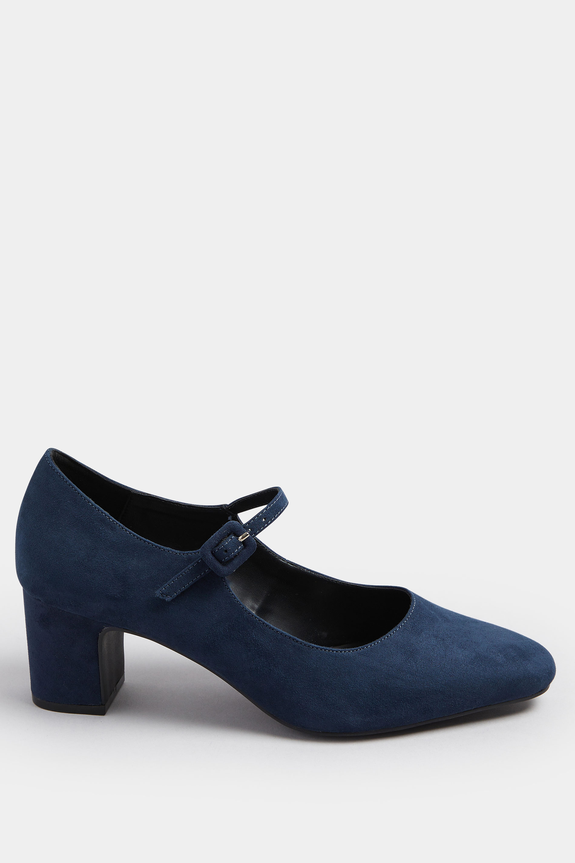 LTS Navy Blue Faux Suede Mary Jane Block Heel In Standard Fit | Long Tall Sally 3