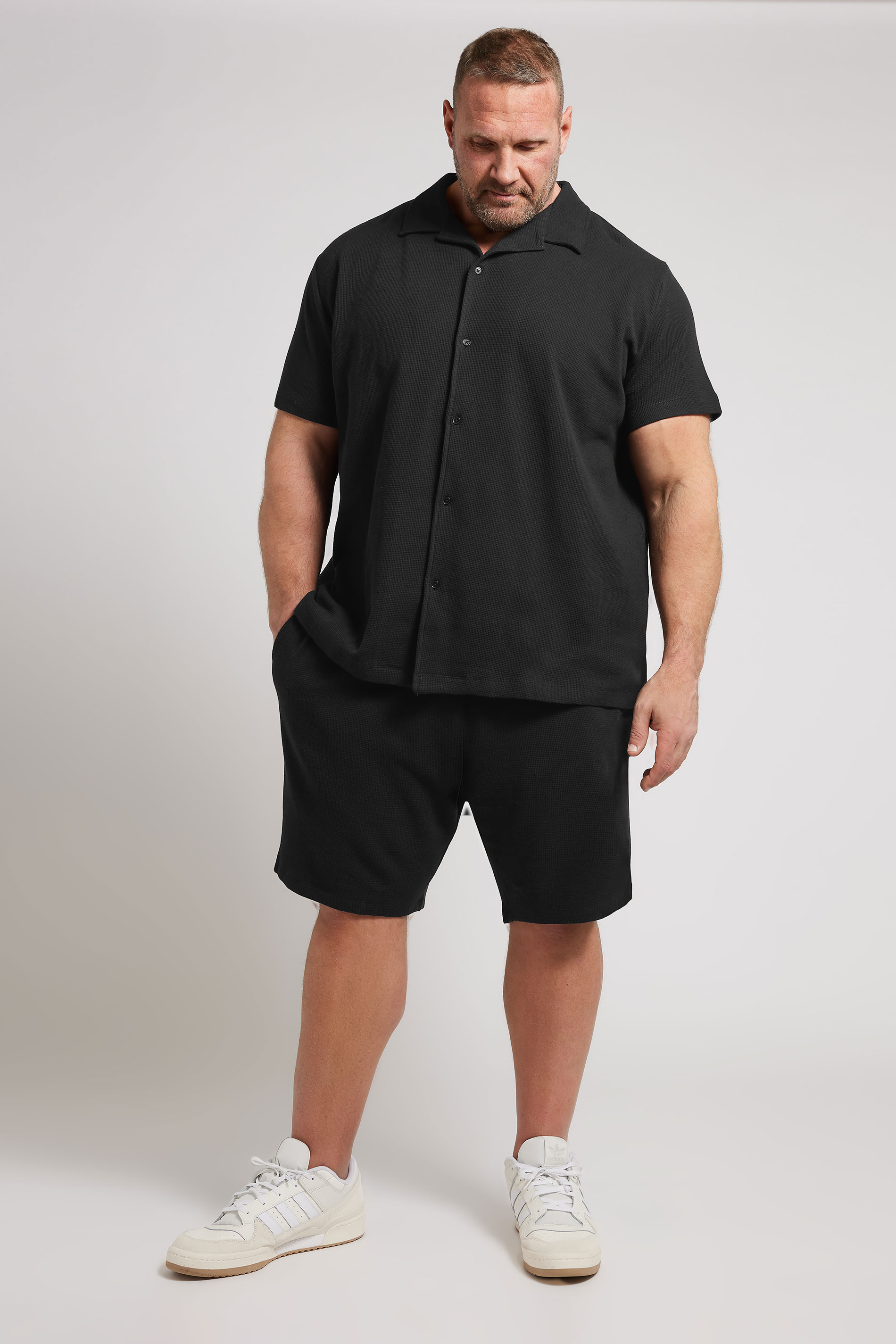 BadRhino Big & Tall Black Short Sleeve Textured Shirt | BadRhino 4