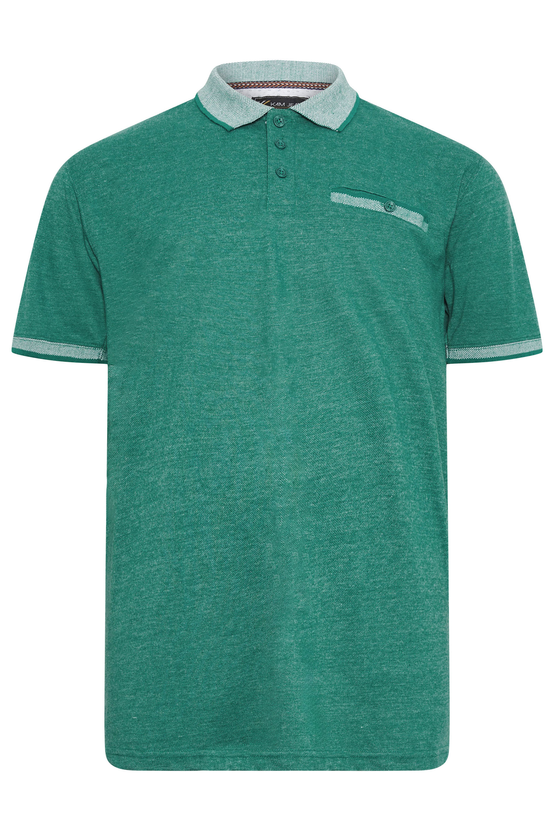 KAM Big & Tall Green Marl Jacquard Polo Shirt | BadRhino 2
