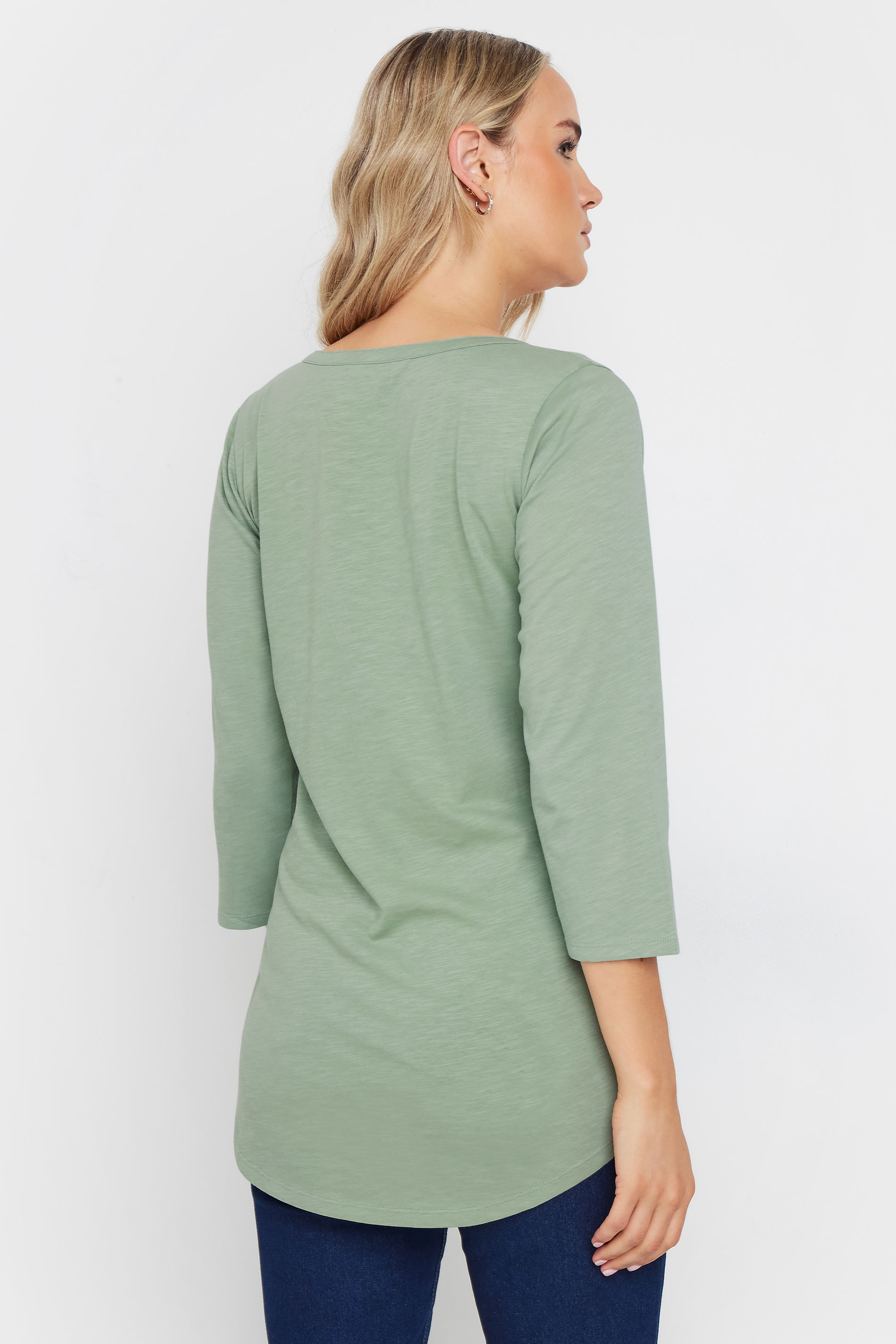 LTS 2 PACK Tall Sage Green & Navy Blue Cotton Henley Tops | Long Tall Sally 5