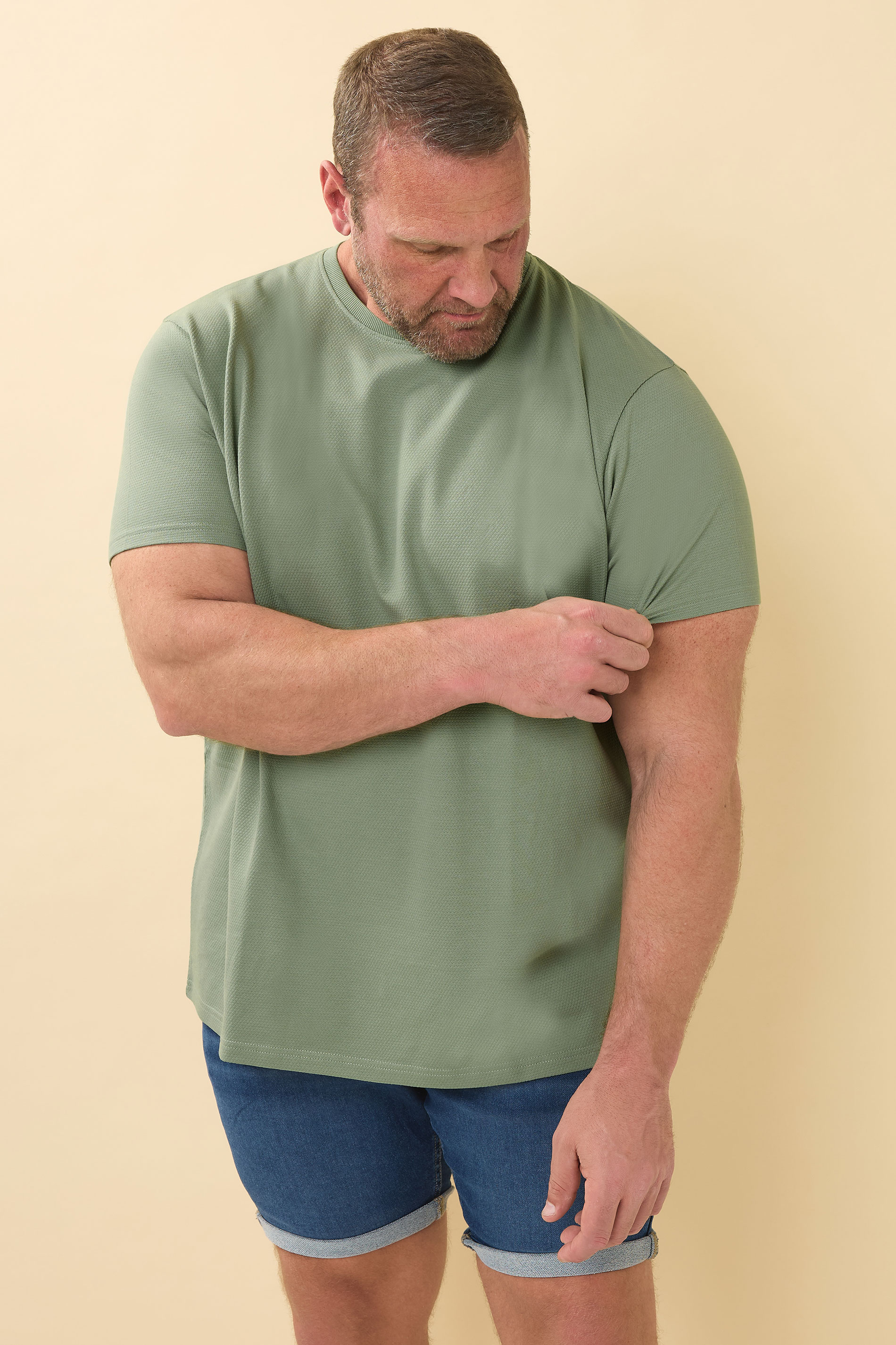 BadRhino Big & Tall Sage Green Textured T-Shirt | BadRhino 1