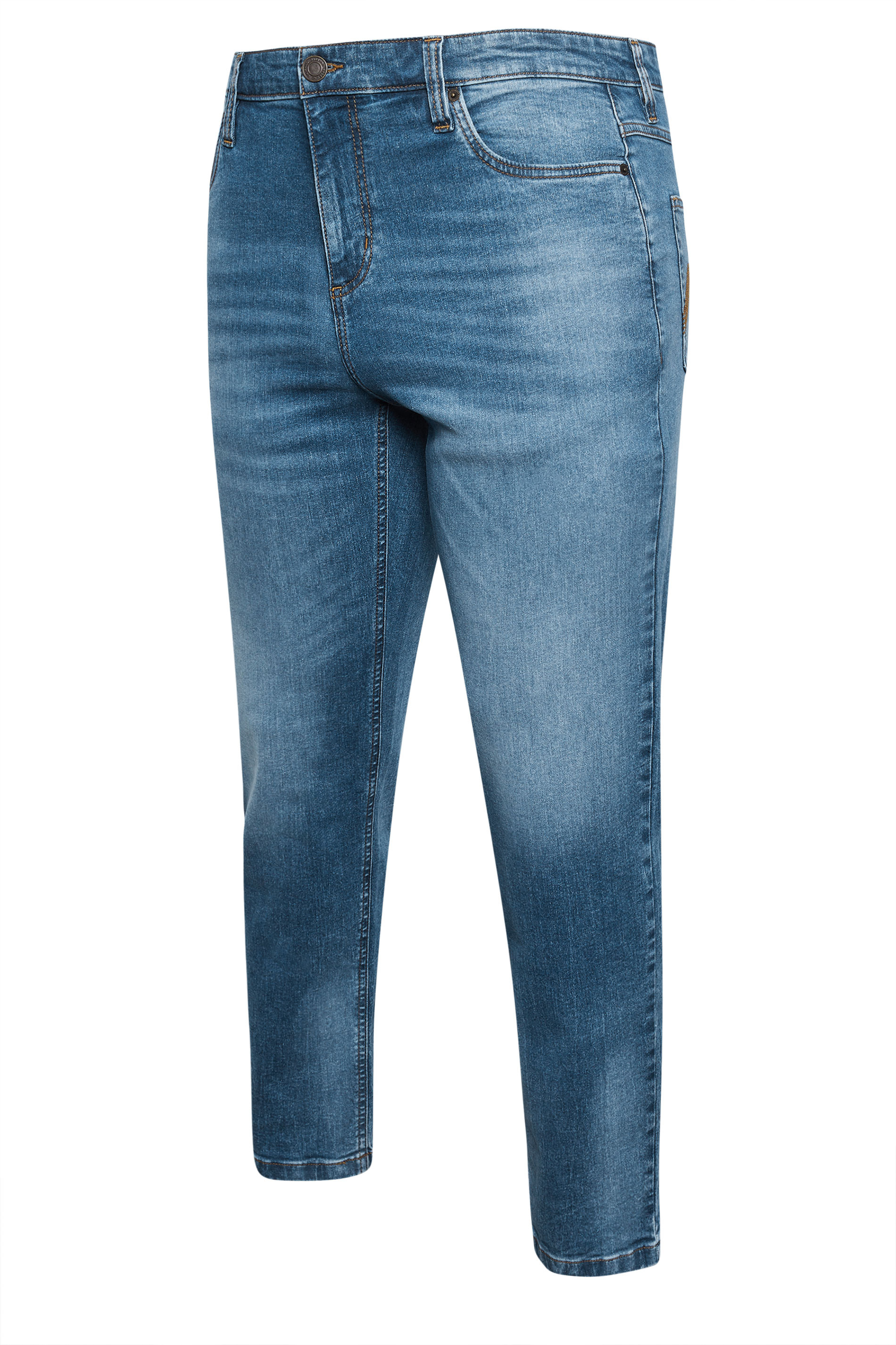 BadRhino Big & Tall Blue Washed Straight Leg Stretch Jeans | BadRhino 9