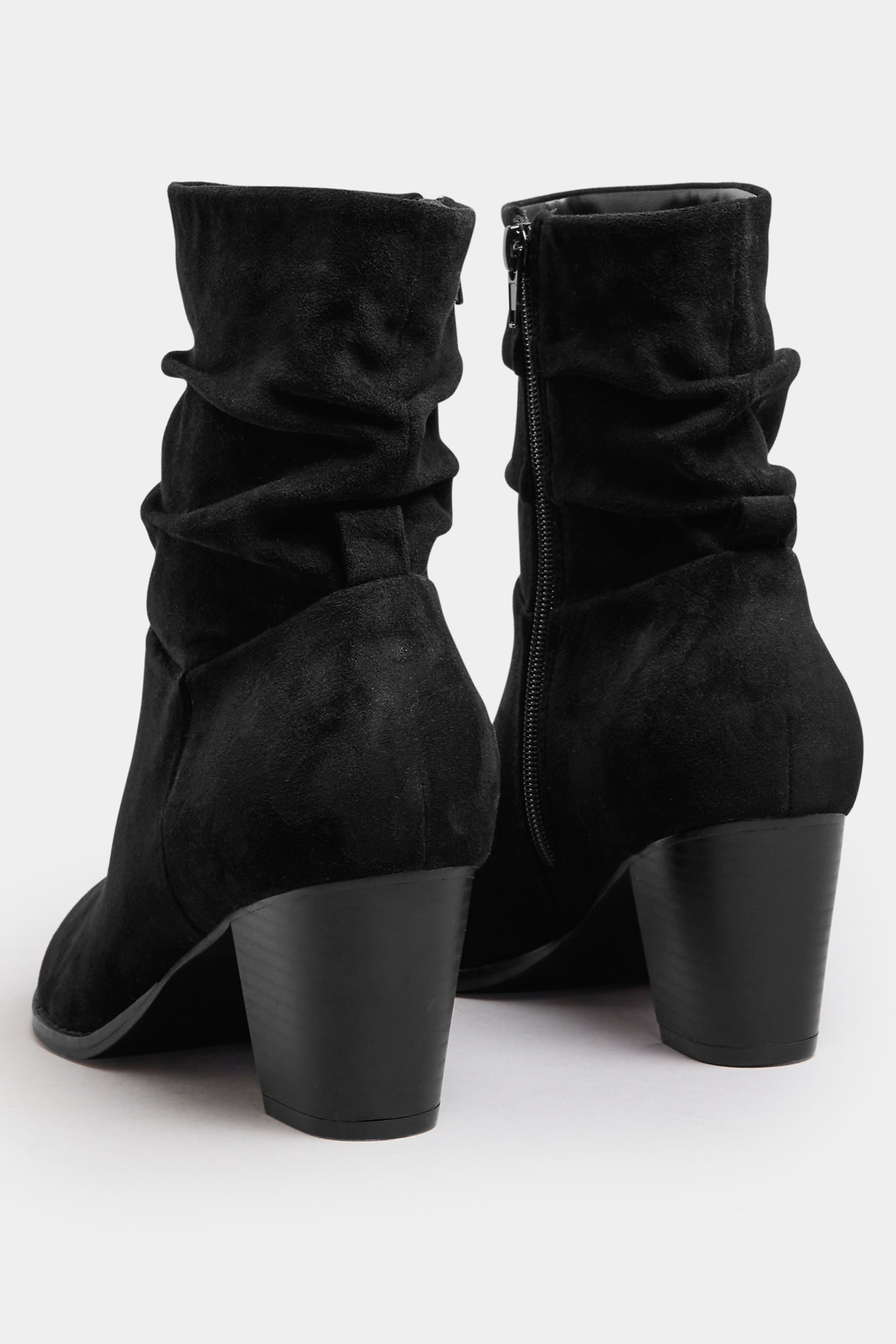 LTS Black Faux Suede Western Boots In Standard Fit | Long Tall Sally 4