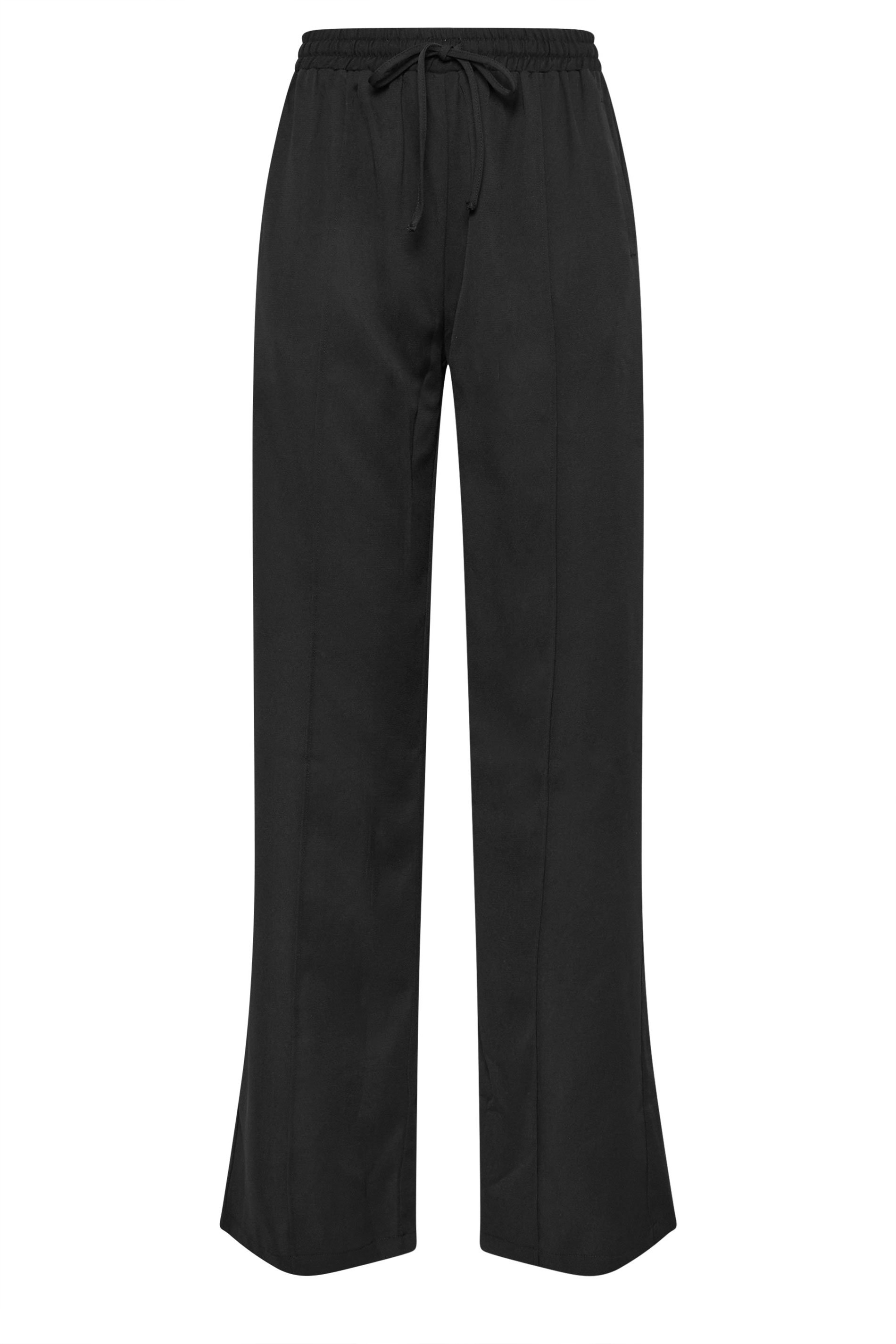 LTS Tall Black Tie Waist Wide Leg Trousers | Long Tall Sally 5