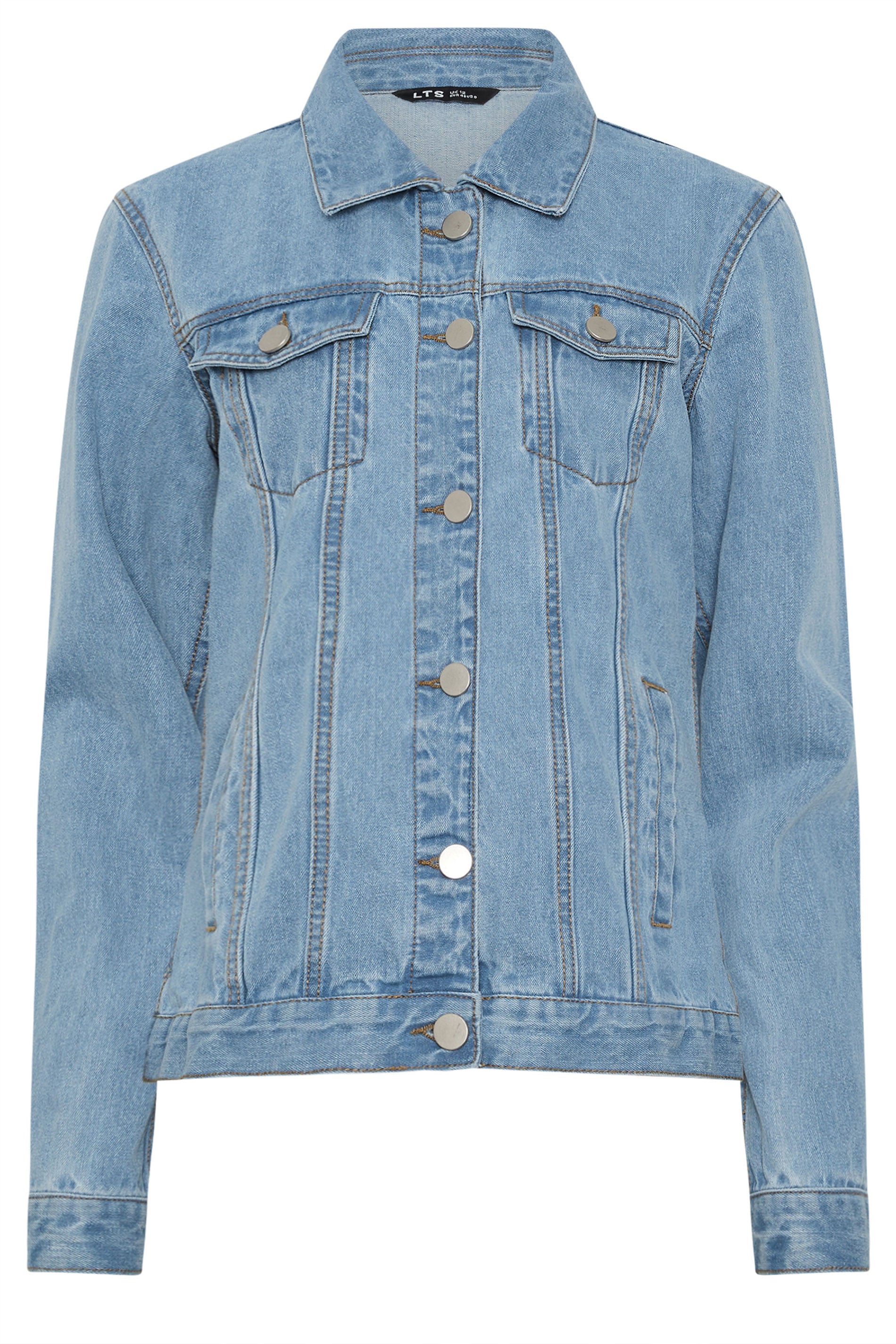 LTS Tall Womens Blue Mid Wash Cotton Denim Jacket | Long Tall Sally 8