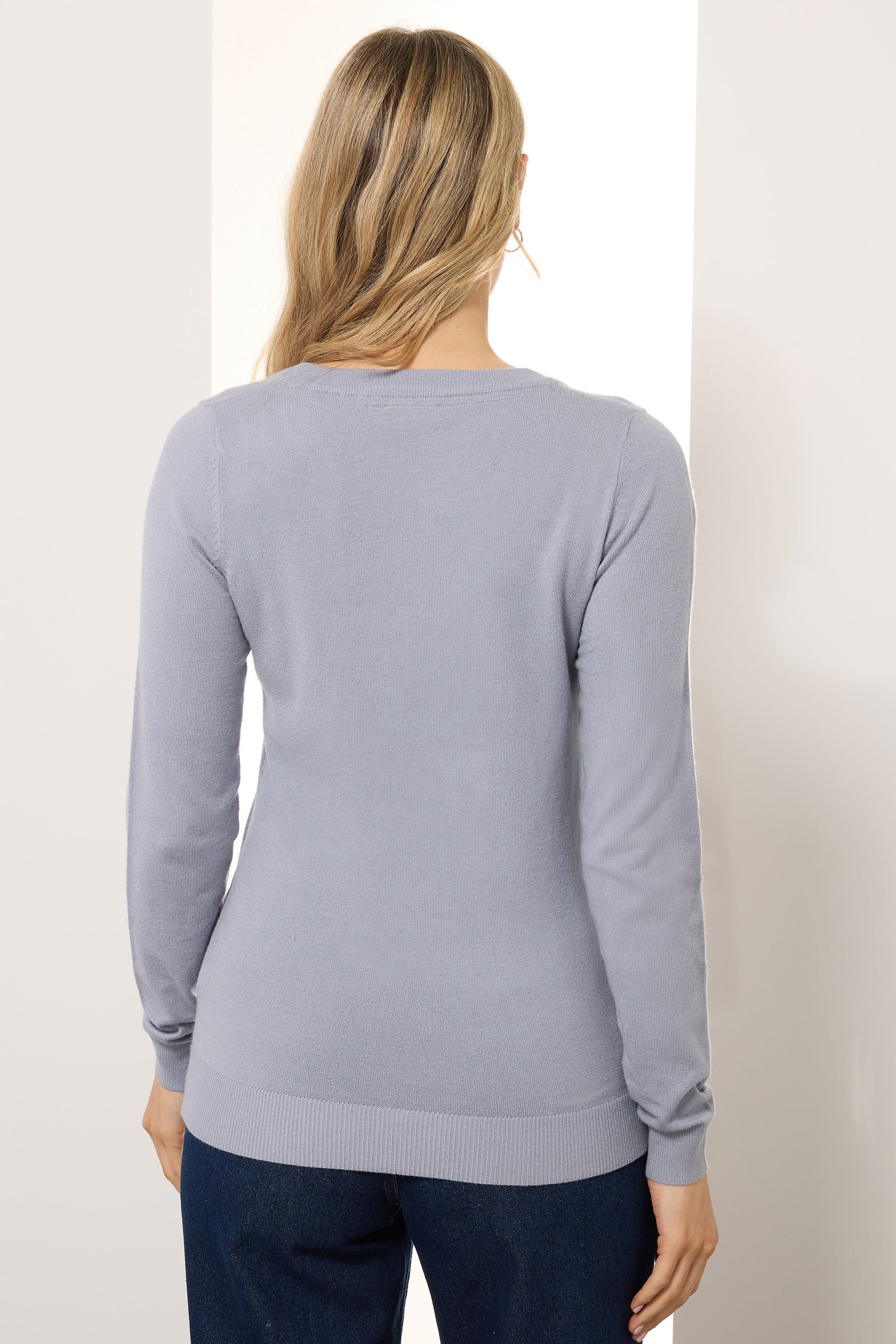 LTS Tall Light Blue Knit V-Neck Jumper | Long Tall Sally 3