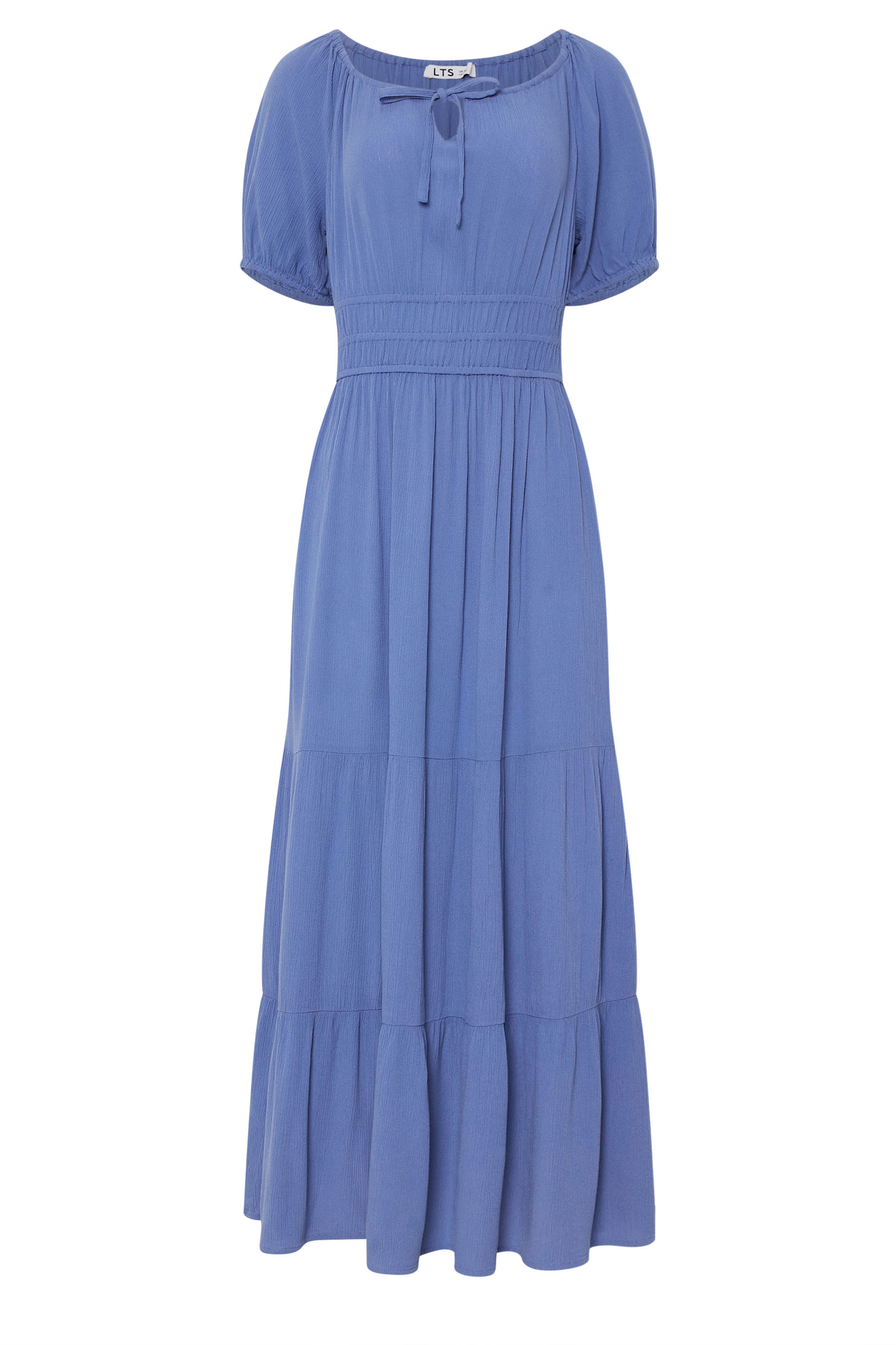 LTS Tall Blue Textured Balloon Sleeve Dress | Long Tall Sally 6