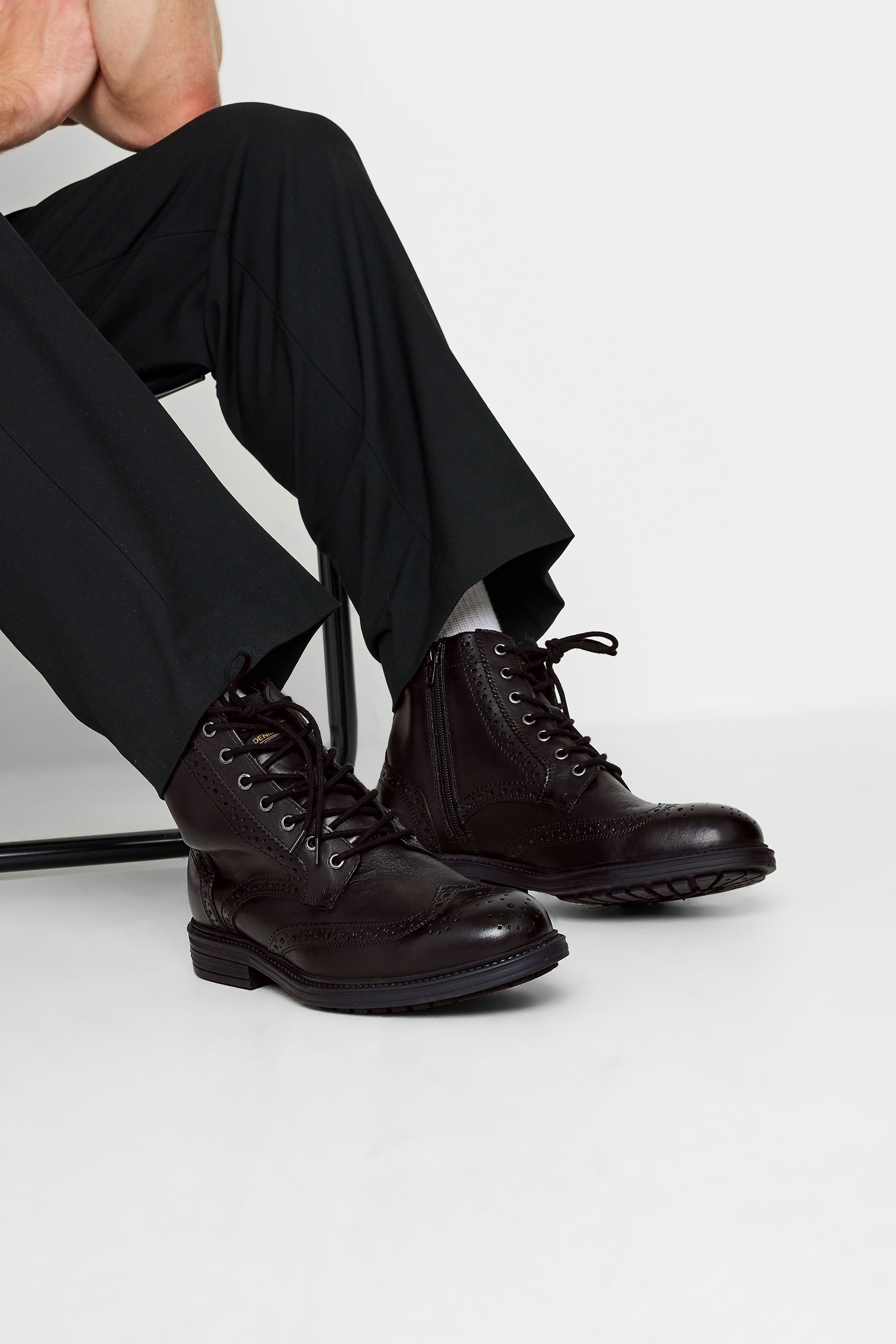 JACK & JONES Black Brogue Boot | BadRhino 1