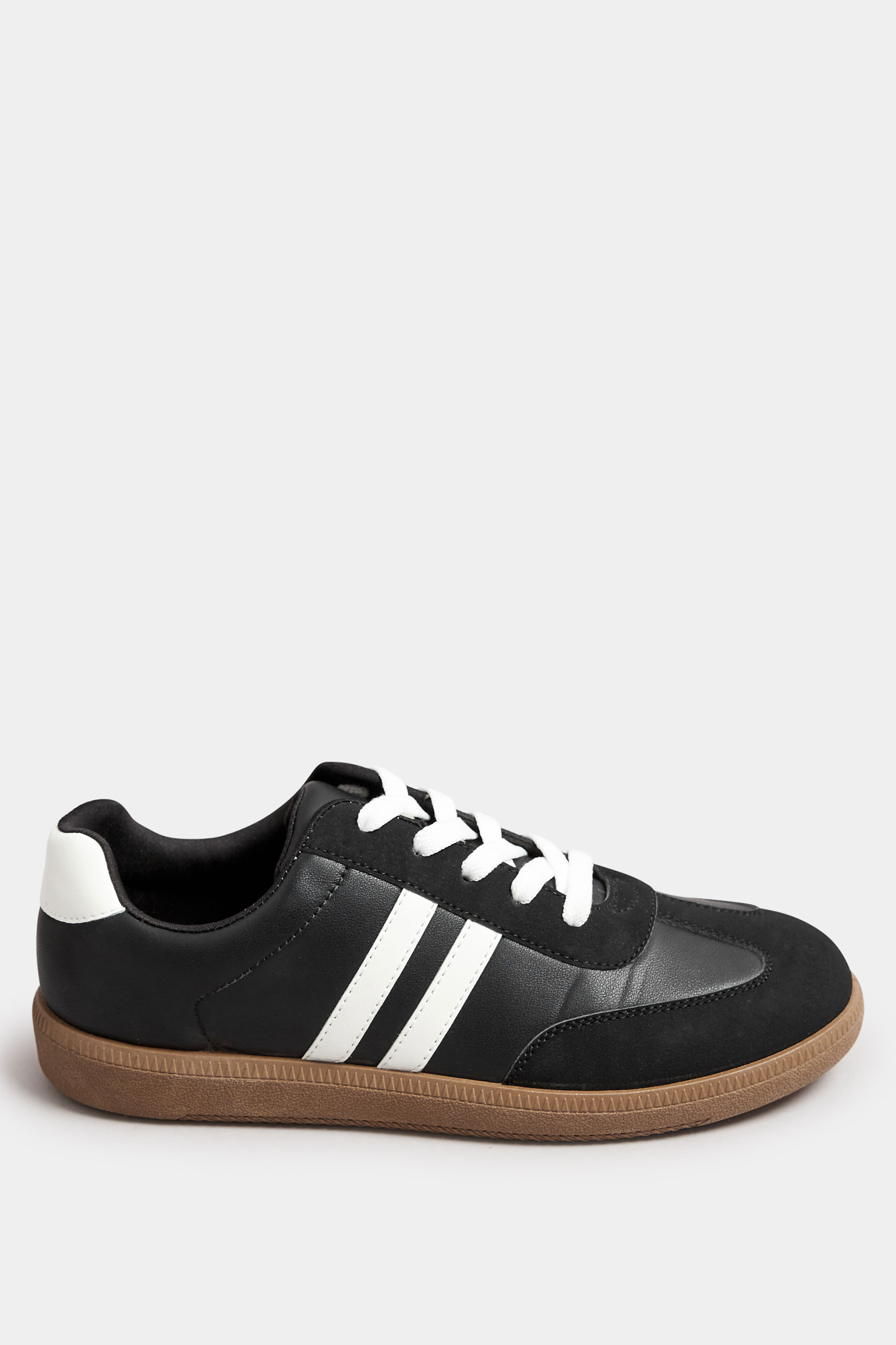 Black Retro Stripe Trainers In Extra Wide EEE Fit | Yours Clothing 3