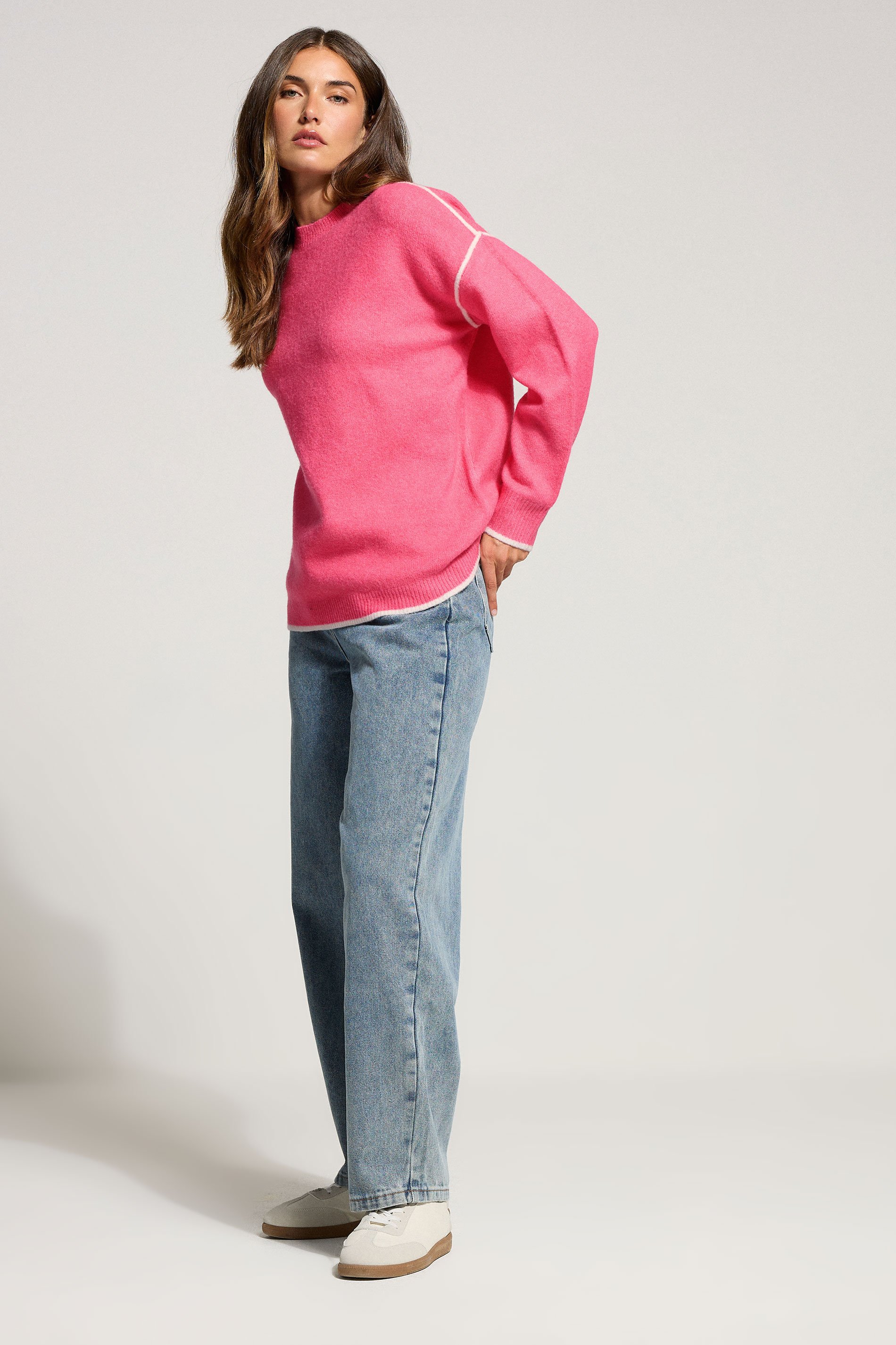 LTS Tall Pink Contrast Piping Jumper | Long Tall Sally 2