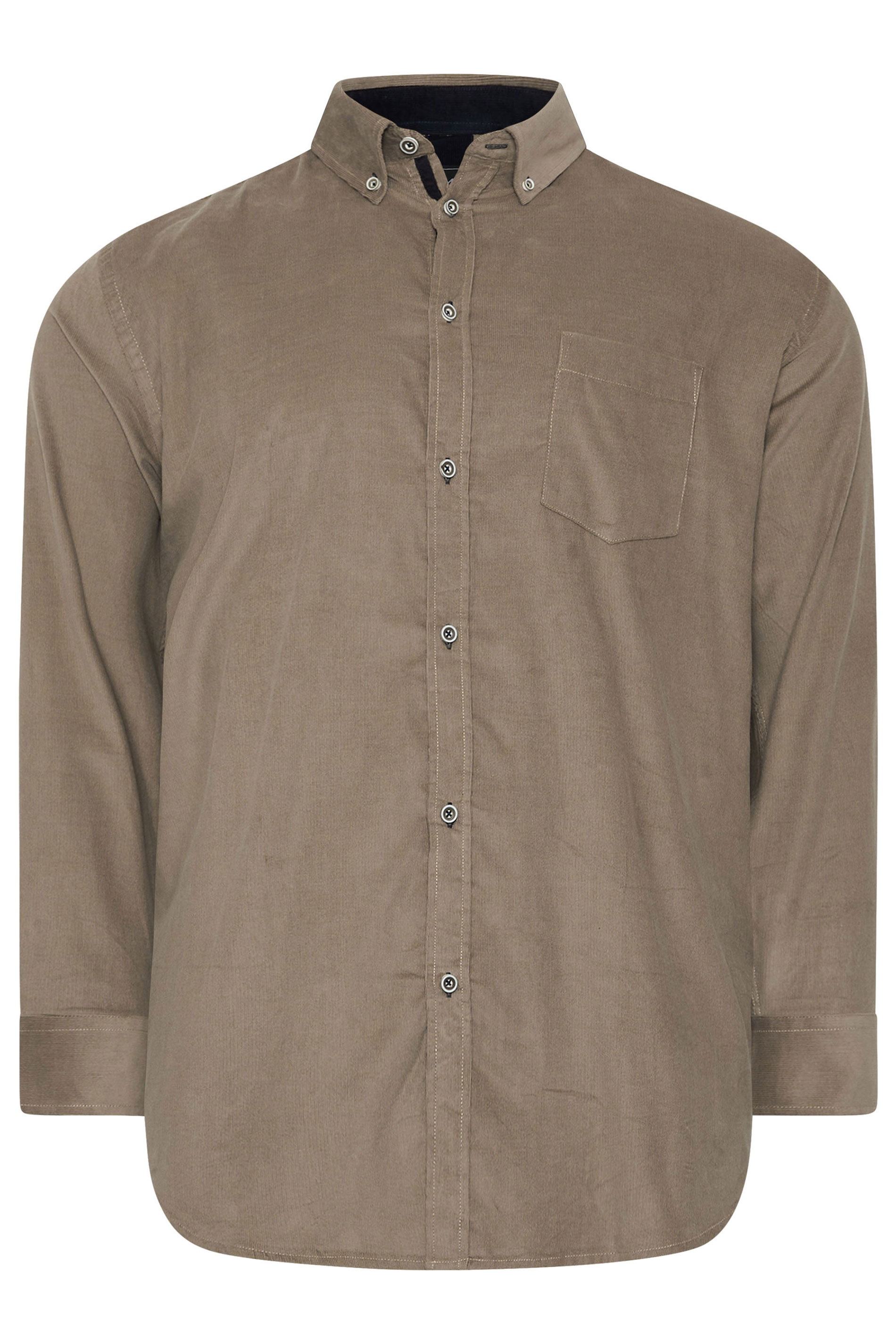 KAM Big & Tall Stone Brown Corduroy Shirt | BadRhino 3