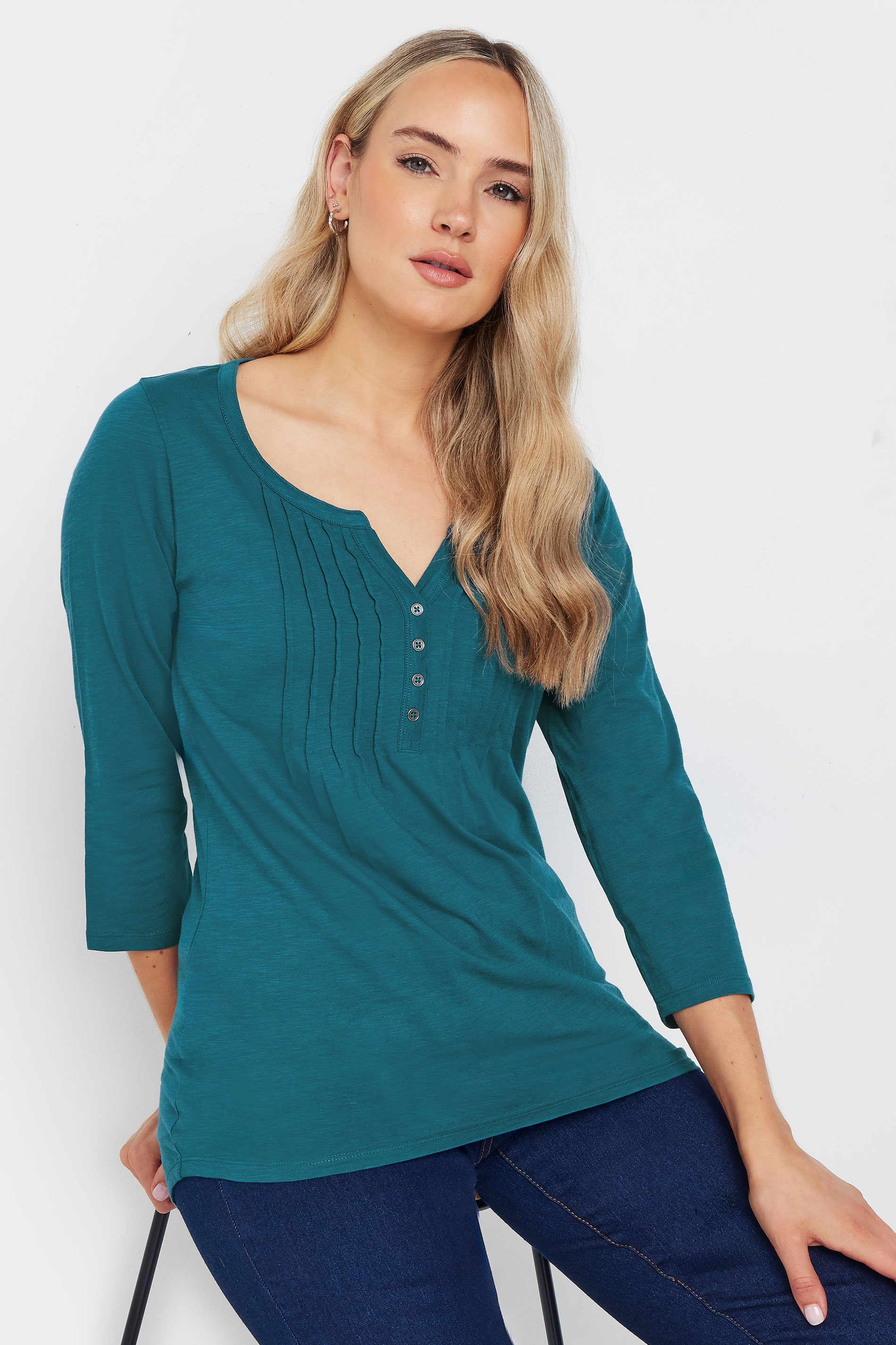 LTS Tall 2 PACK Purple & Teal Blue Henley Tops | Long Tall Sally 3