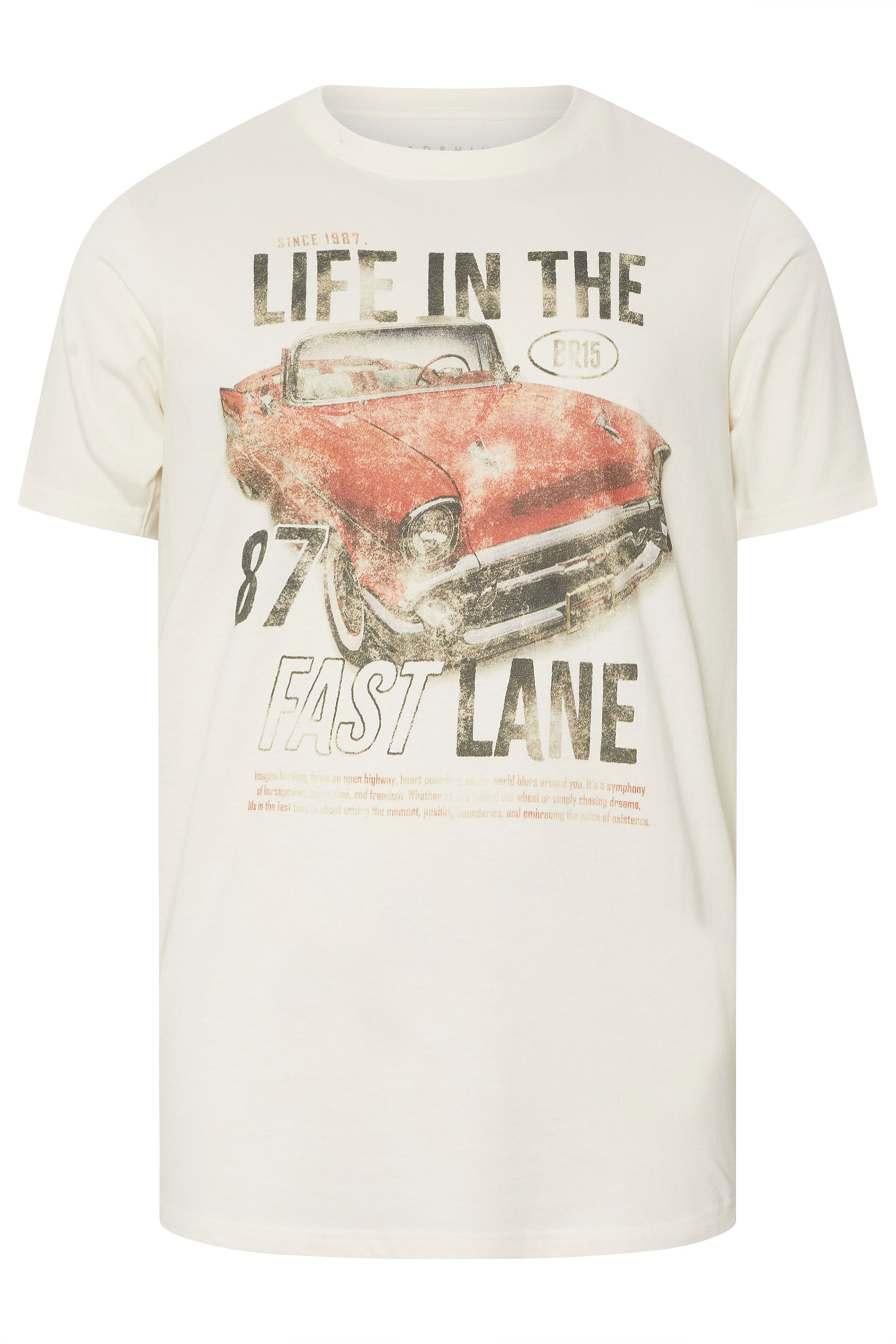 BadRhino Big & Tall Off White 'Life In The Fast Lane' Graphic T-Shirt | BadRhino 6