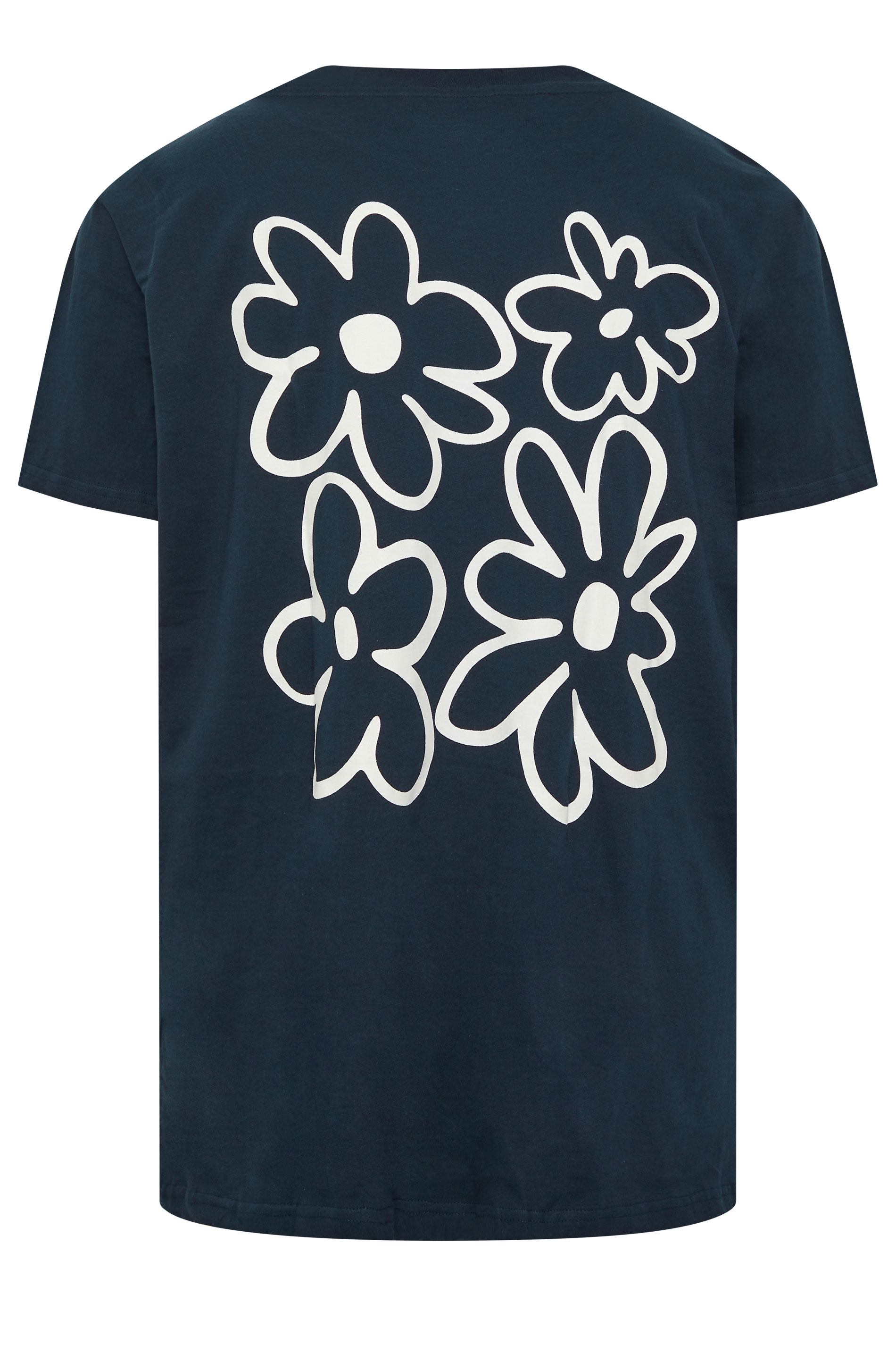 BadRhino Big & Tall Navy Blue Extra Long Flower Graphic T-Shirt | BadRhino 7