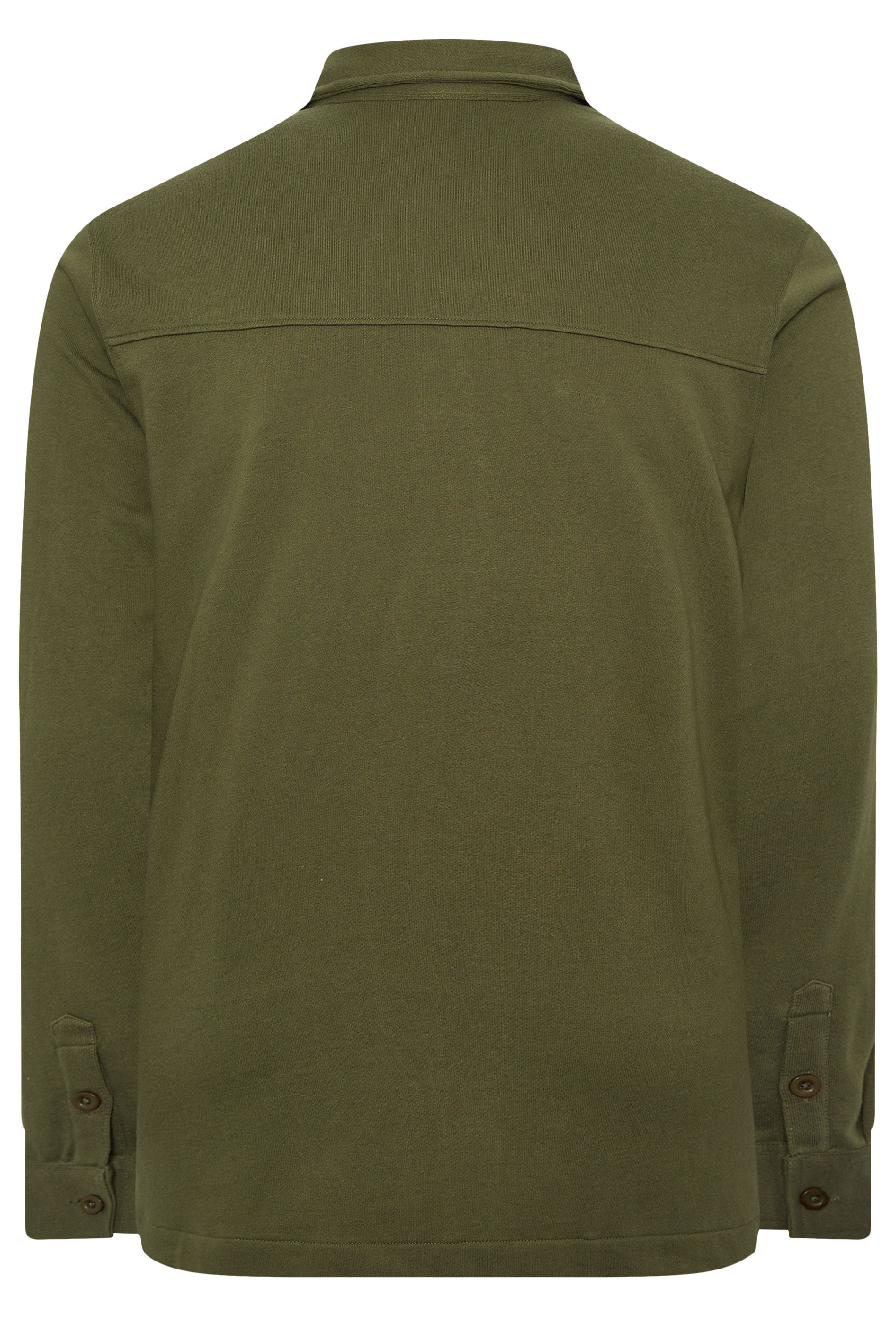 STUDIO A Big & Tall Khaki Green Zip Through Shacket | BadRhino 2