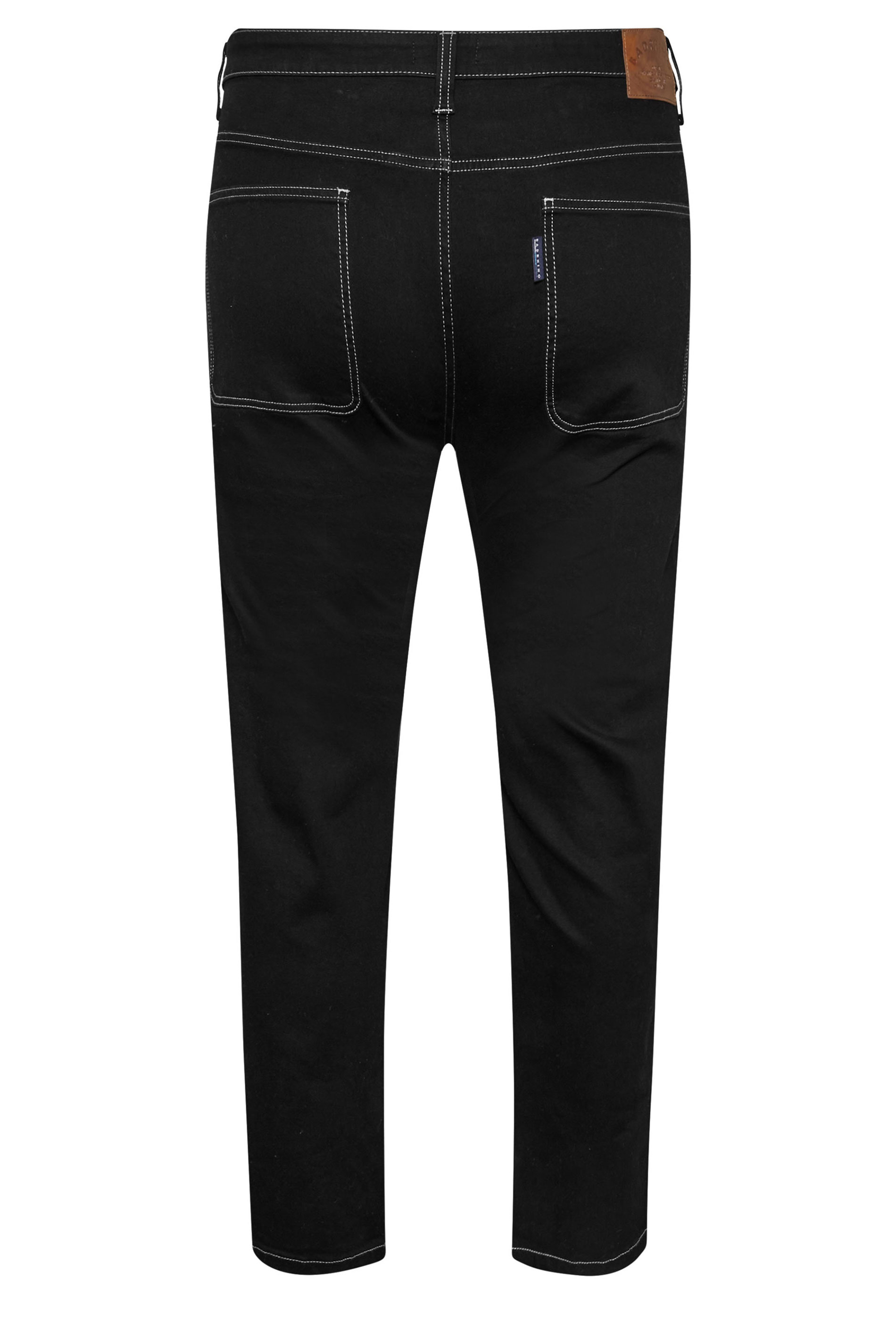 BadRhino Big & Tall Black Contrast Stitch Straight Leg Jeans | BadRhino 8