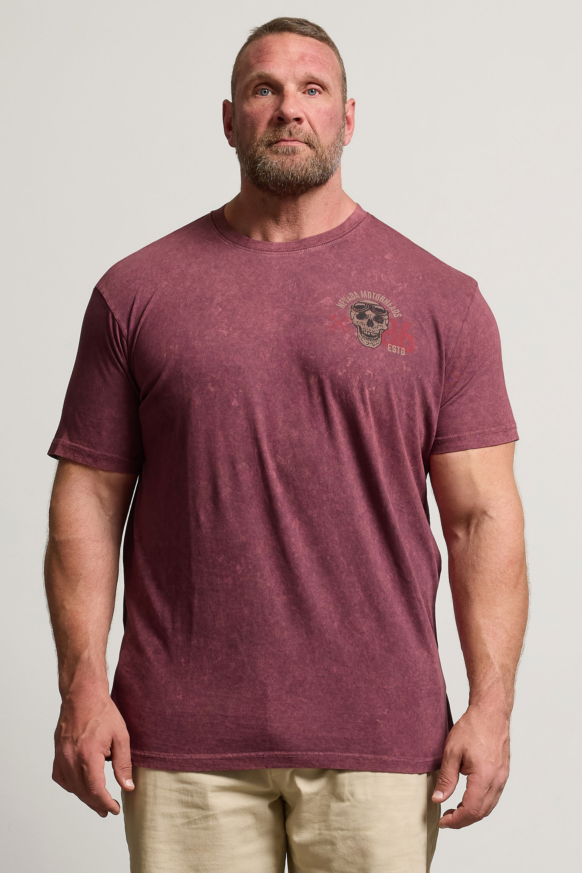 BadRhino Big & Tall Red Acid Wash 'Nevada Motorheads' Slogan T-Shirt | BadRhino 2