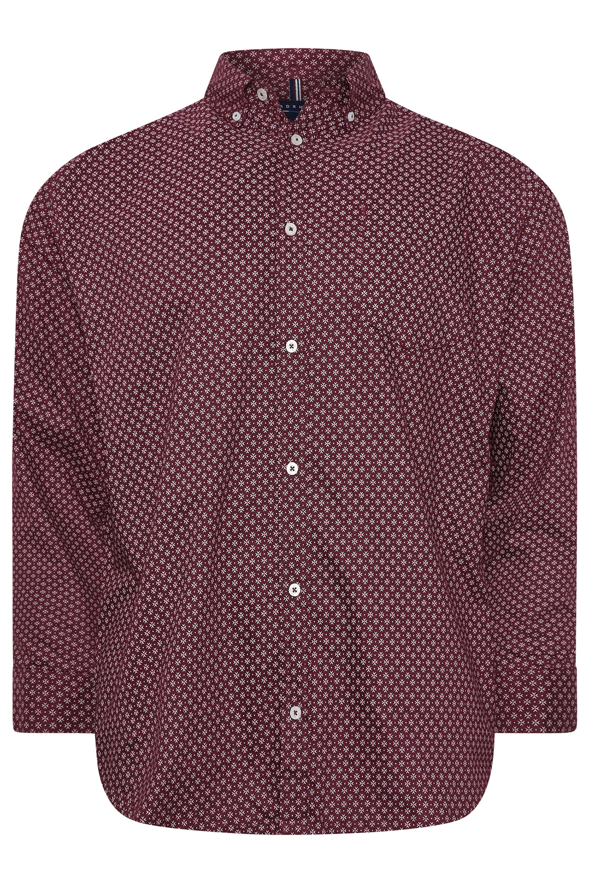 BadRhino Big & Tall Burgundy Red Geometric Print Party Shirt | BadRhino 5