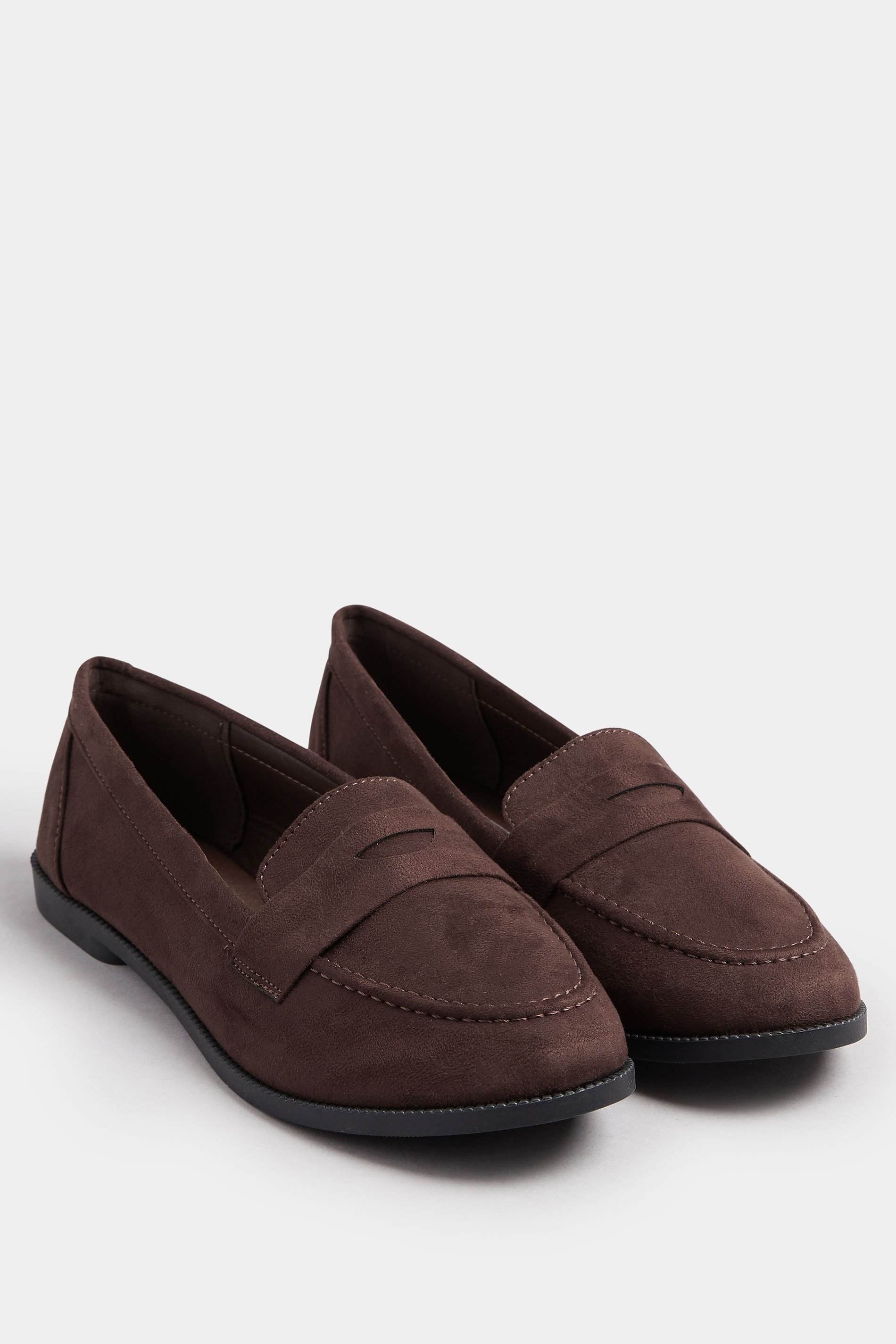 Chocolate Brown Suede Loafers In Wide E Fit | Yours Clothing 2
