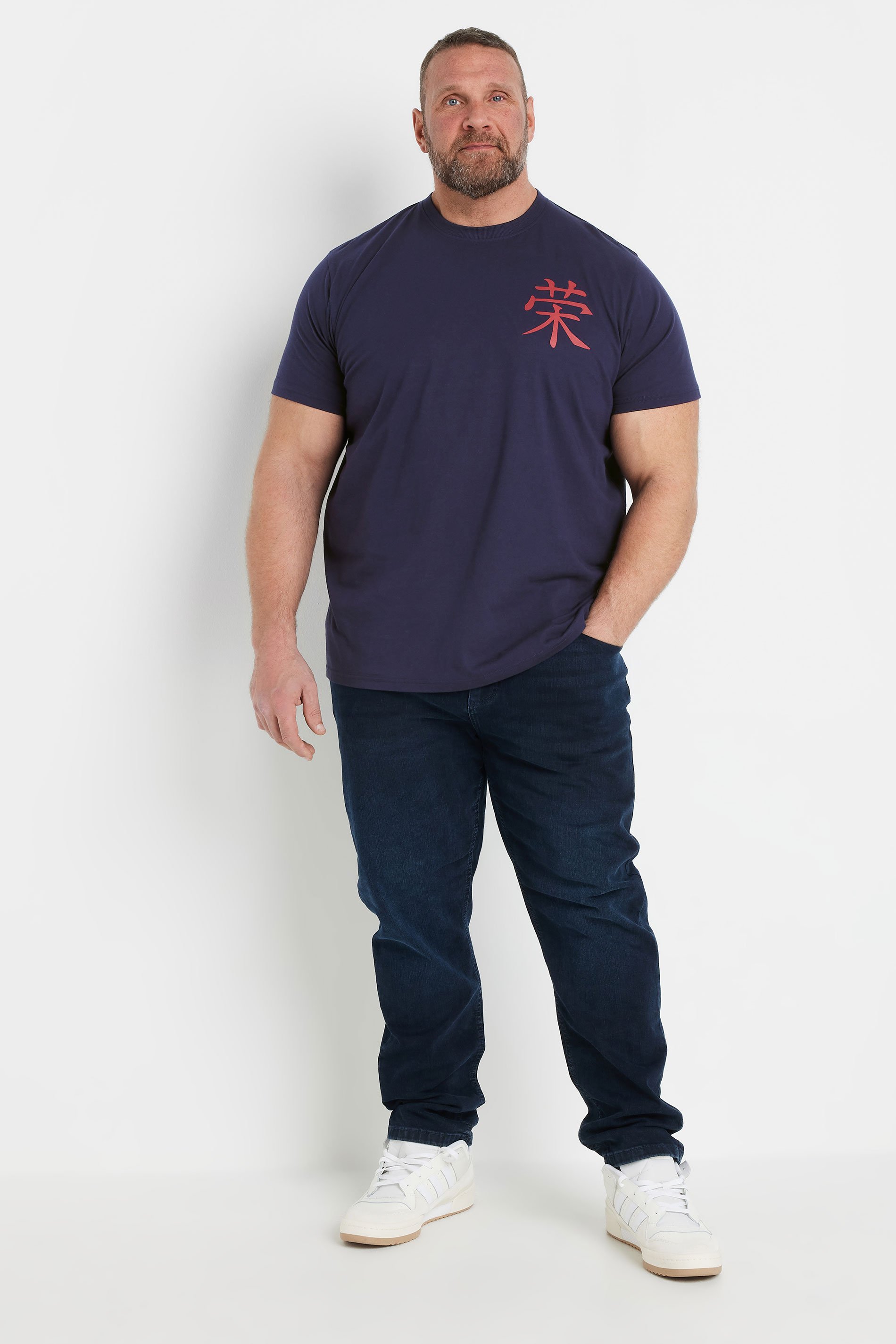 BadRhino Big & Tall Navy Blue Japanese Print T-Shirt | BadRhino 5