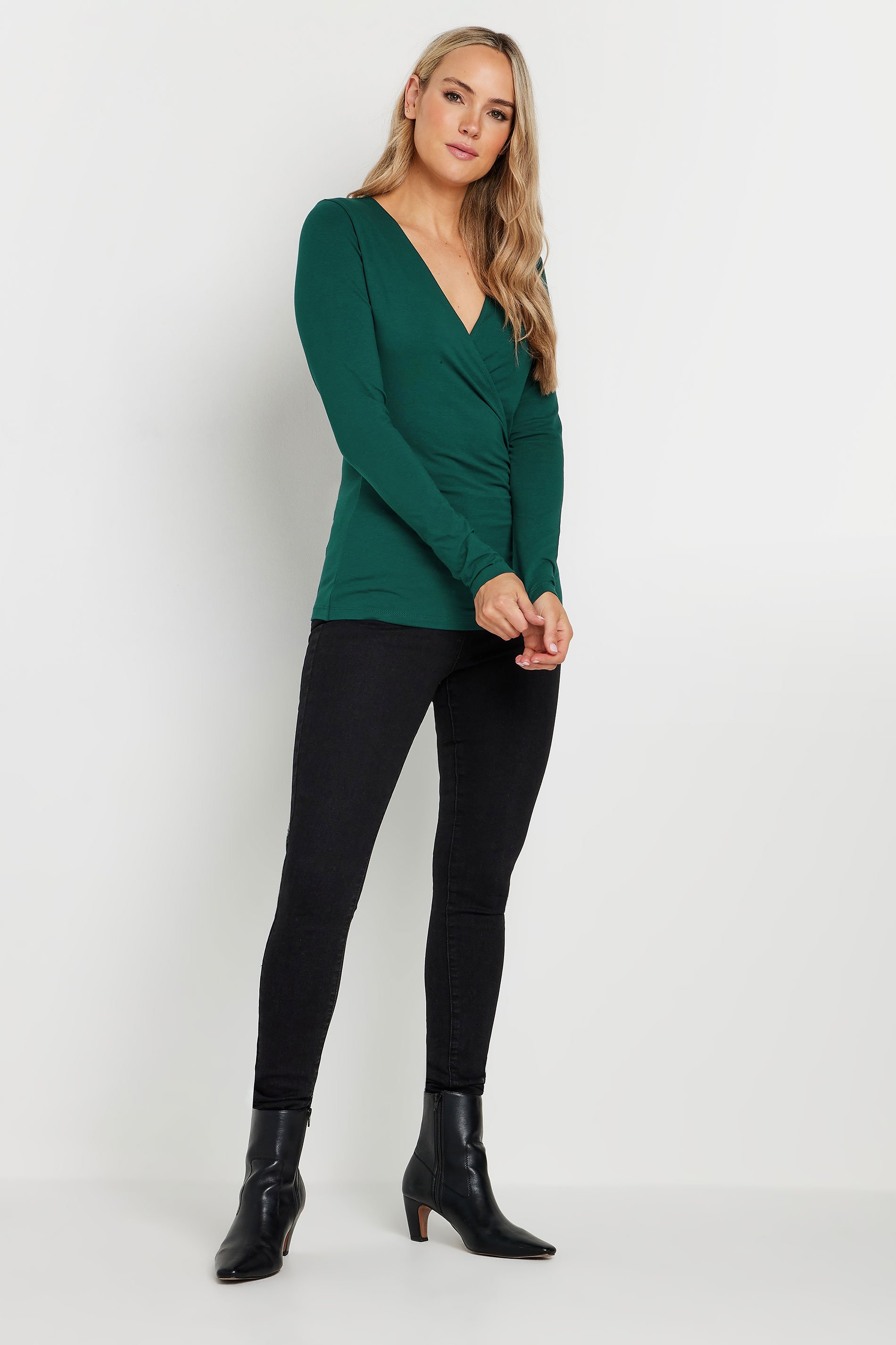 LTS Tall 2 PACK Green & Burgundy Red Wrap Tops | Long Tall Sally 4