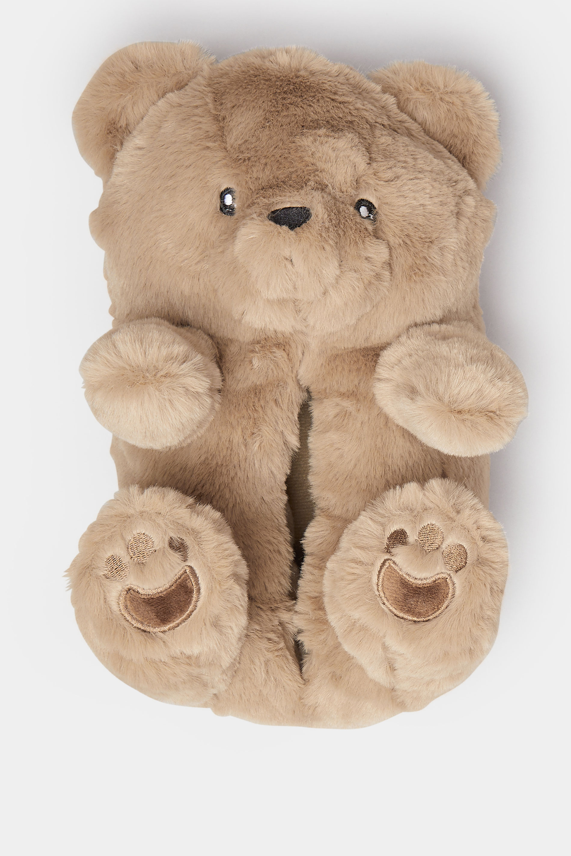 Brown Faux Fur Teddy Bear Slippers | Yours Clothing 7