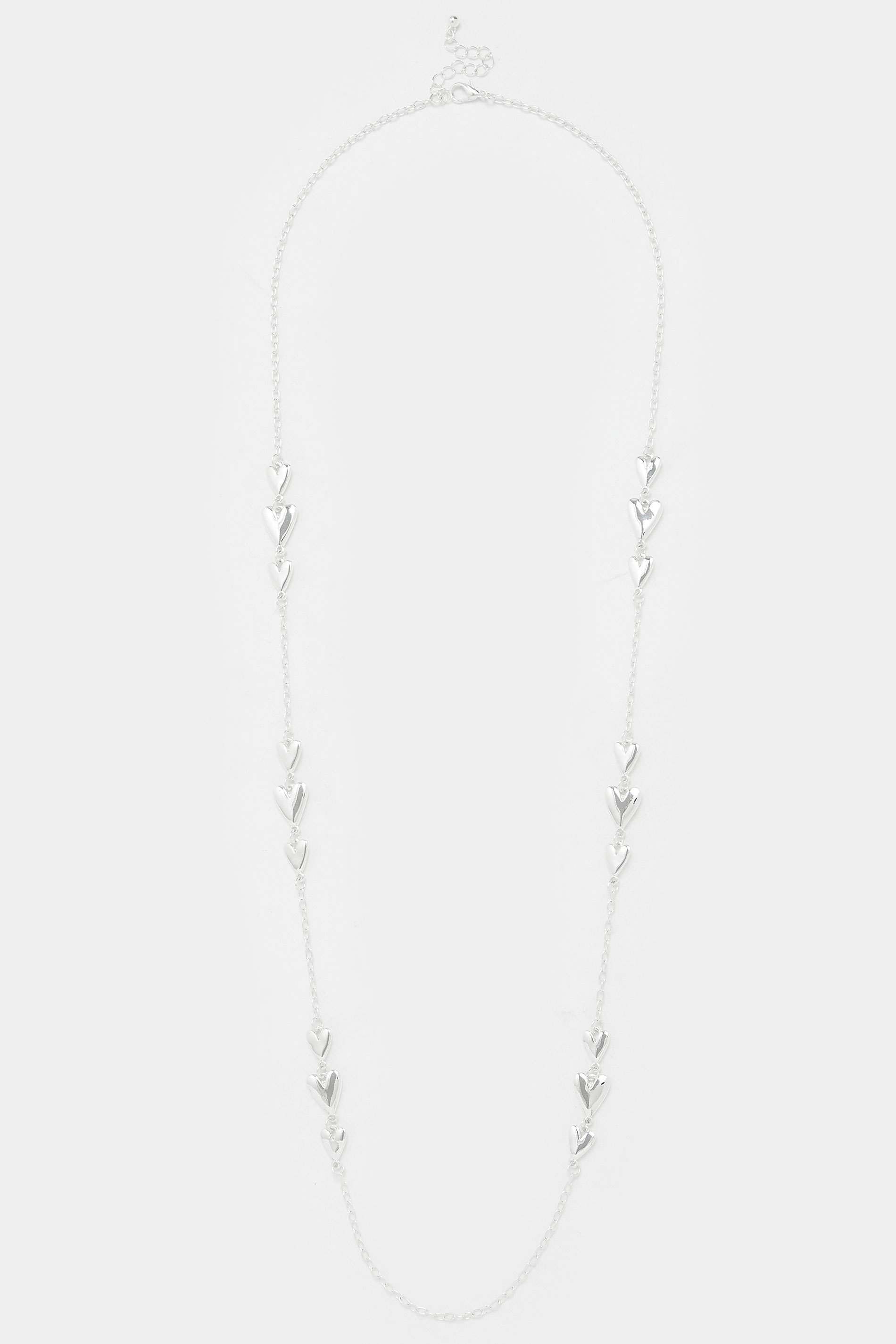 Silver Tone Long  Triple Heart Necklace | Yours Clothing 3