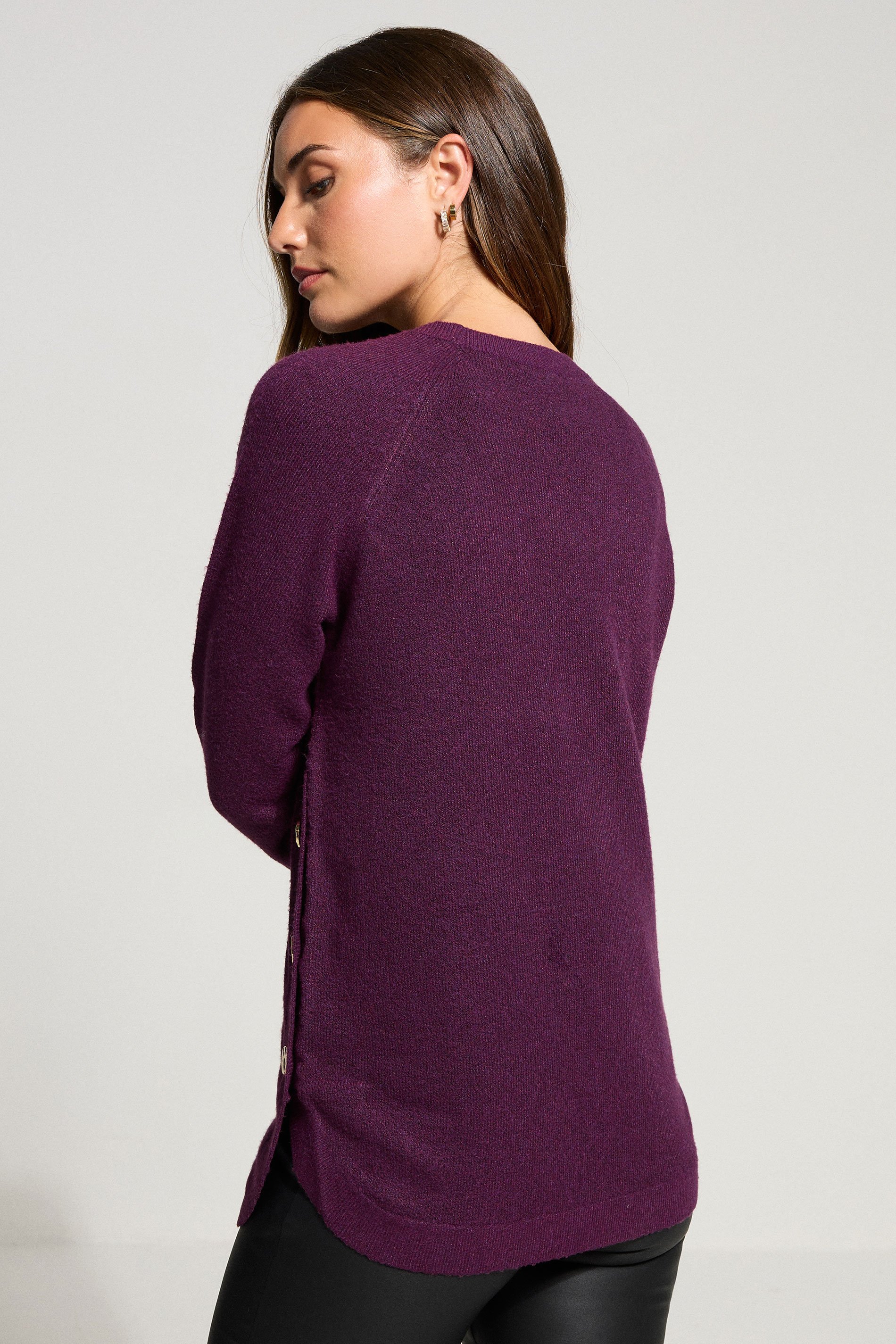 LTS Tall Purple Knitted Button Side Jumper | Long Tall Sally 3