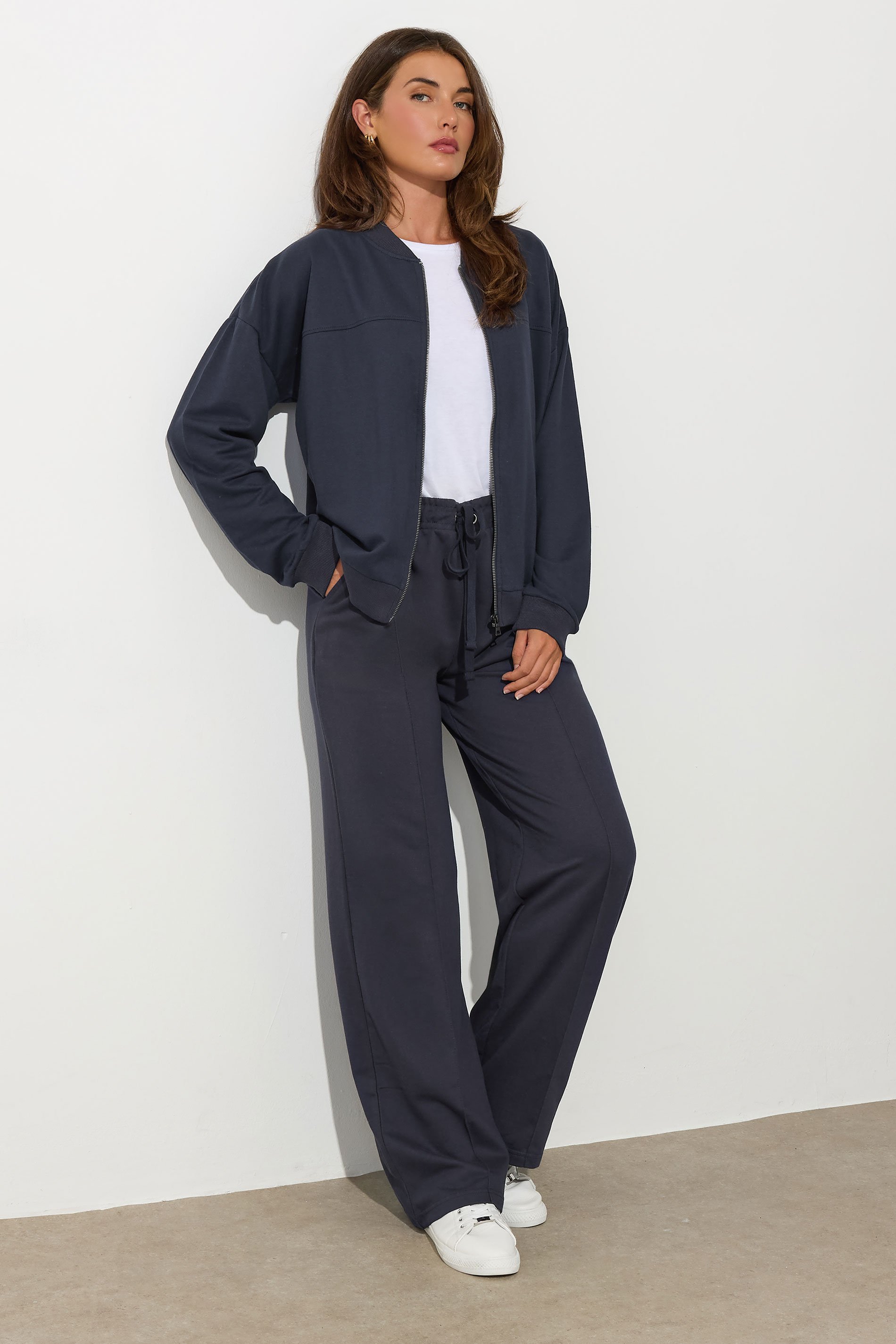 LTS Tall Navy Blue Jersey Bomber Jacket | Long Tall Sally 4